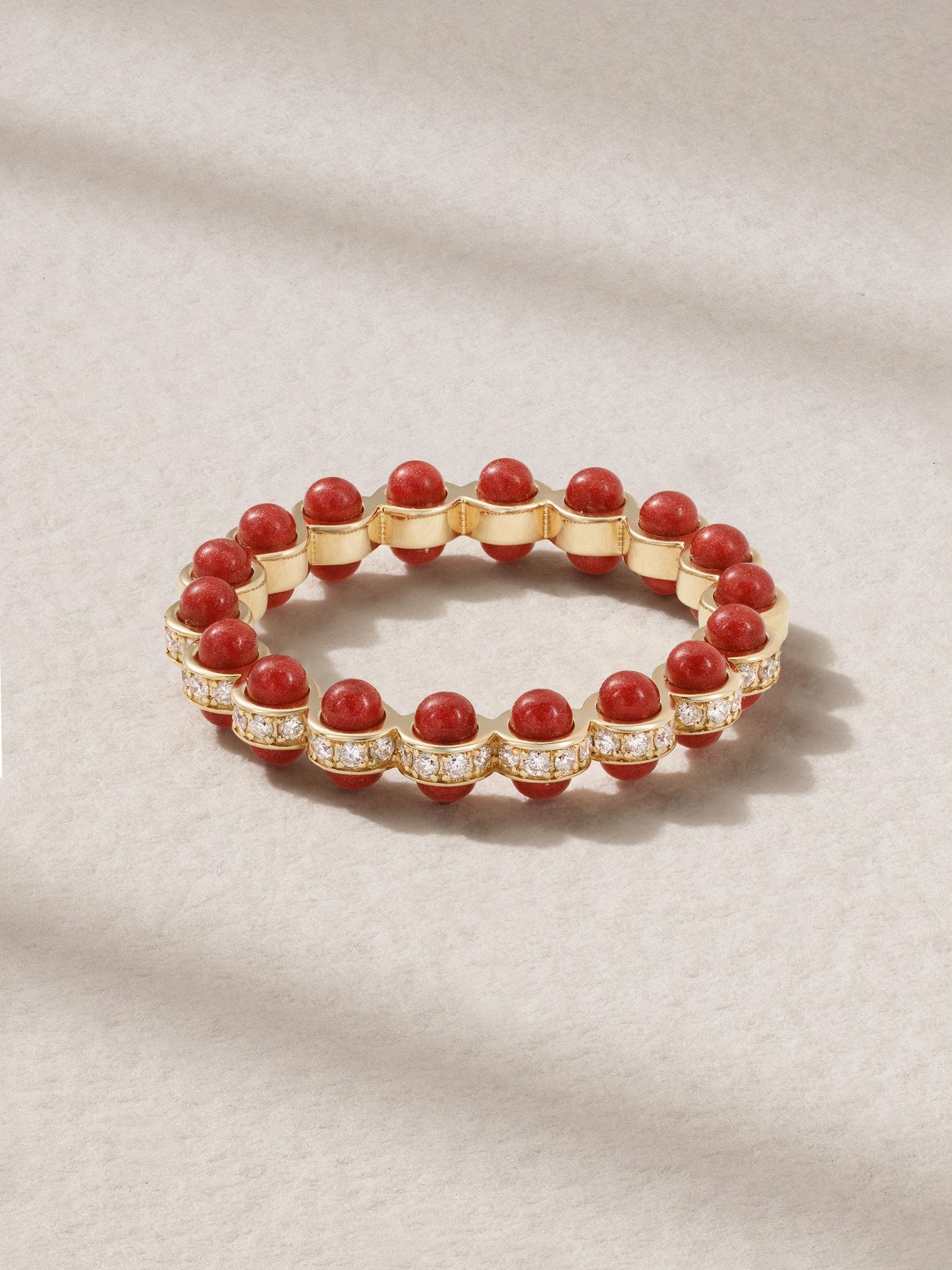 L'atelier Nawbar The Rubidium 18-karat Gold, Diamond And Enamel Ring In Burgundy