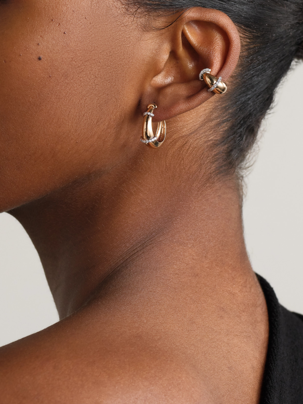 L'atelier Nawbar Buoy 18-karat Yellow And Rhodium-plated White Gold Diamond Hoop Earrings In Gold