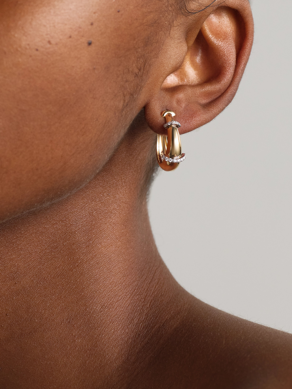 L'atelier Nawbar Buoy 18-karat Yellow And Rhodium-plated White Gold Diamond Hoop Earrings In Gold