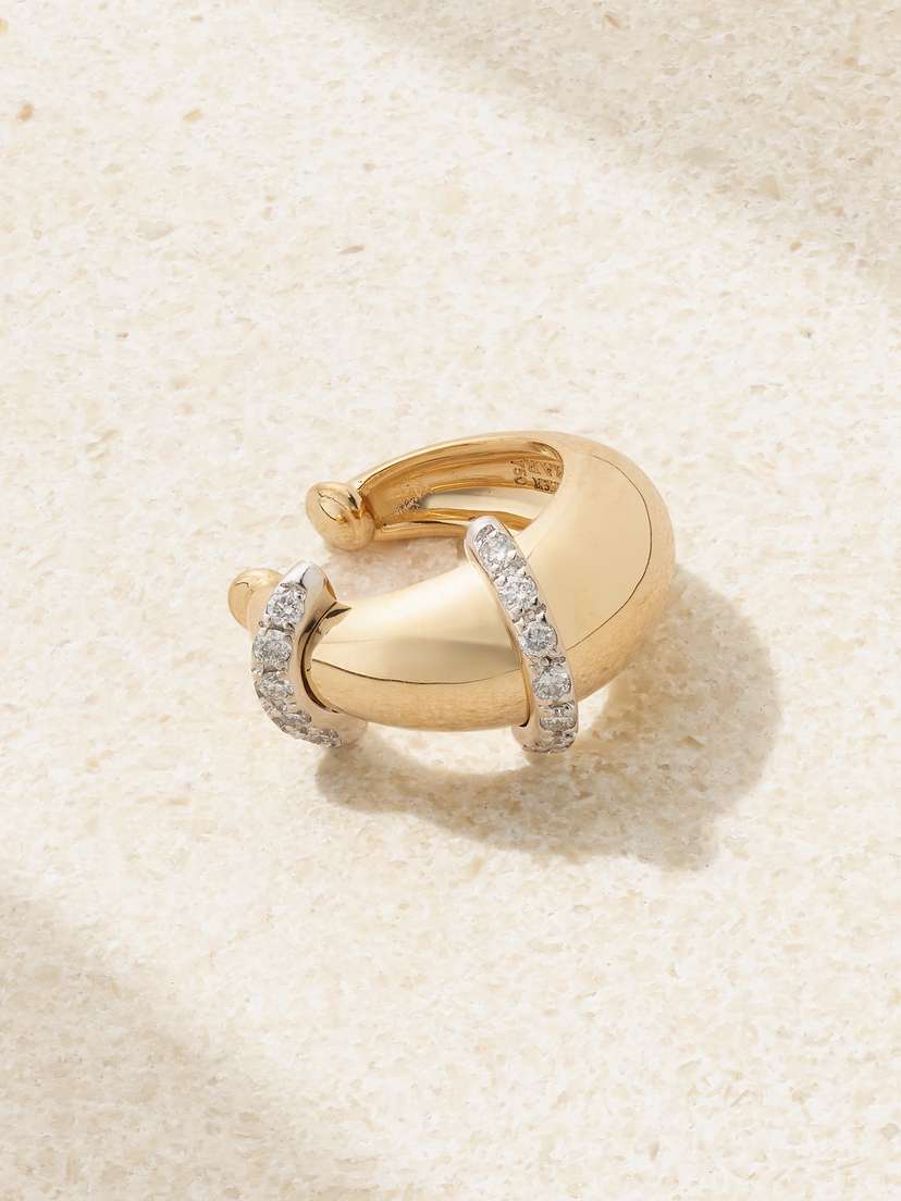 L’Atelier Nawbar Buoy 18-karat Gold, Rhodium-plated And Diamond Ear Cuff