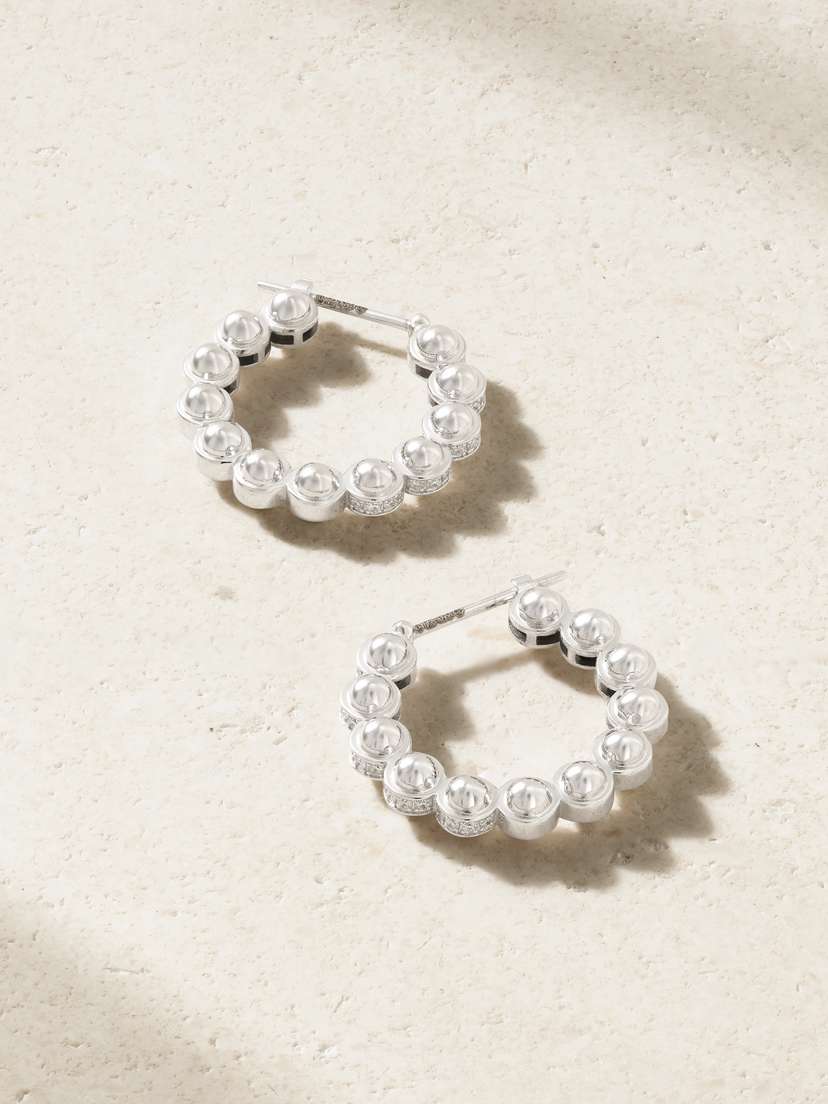 L’Atelier Nawbar The Atom Size 3 18-karat White Gold Diamond Earrings