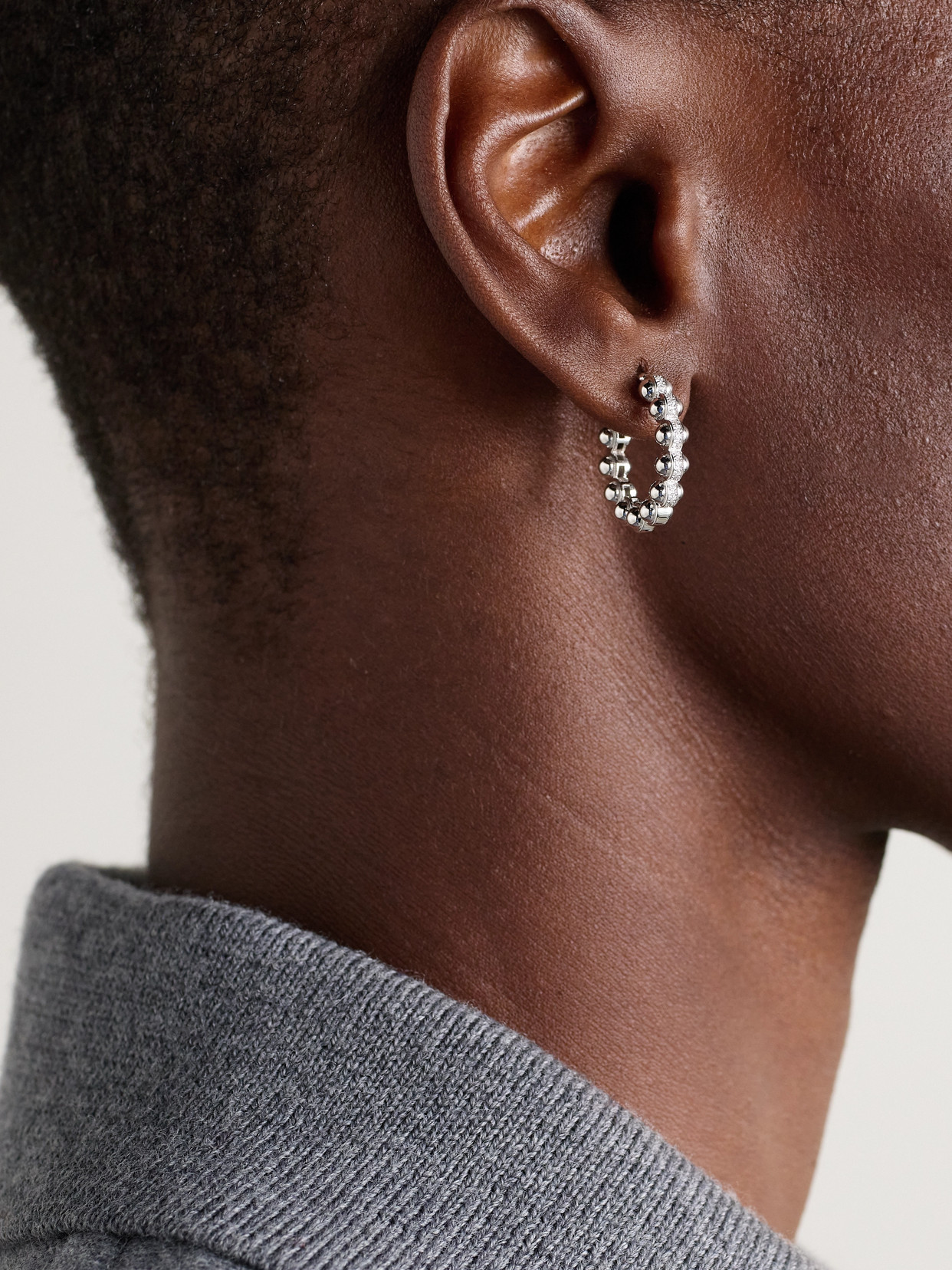 L'atelier Nawbar The Atom Size 3 18-karat White Gold Diamond Earrings In Silver
