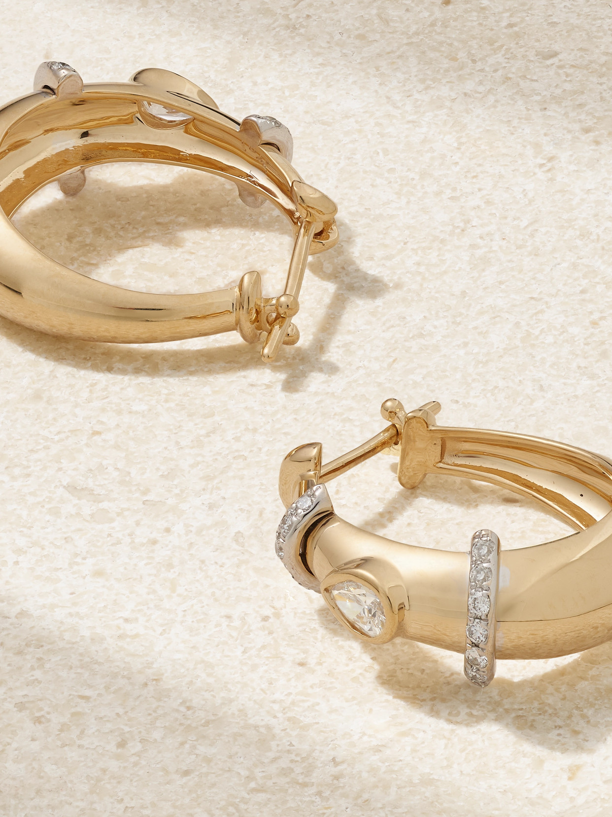 L'atelier Nawbar Buoy 18-karat Yellow And Rhodium-plated White Gold Diamond Hoop Earrings In Gold