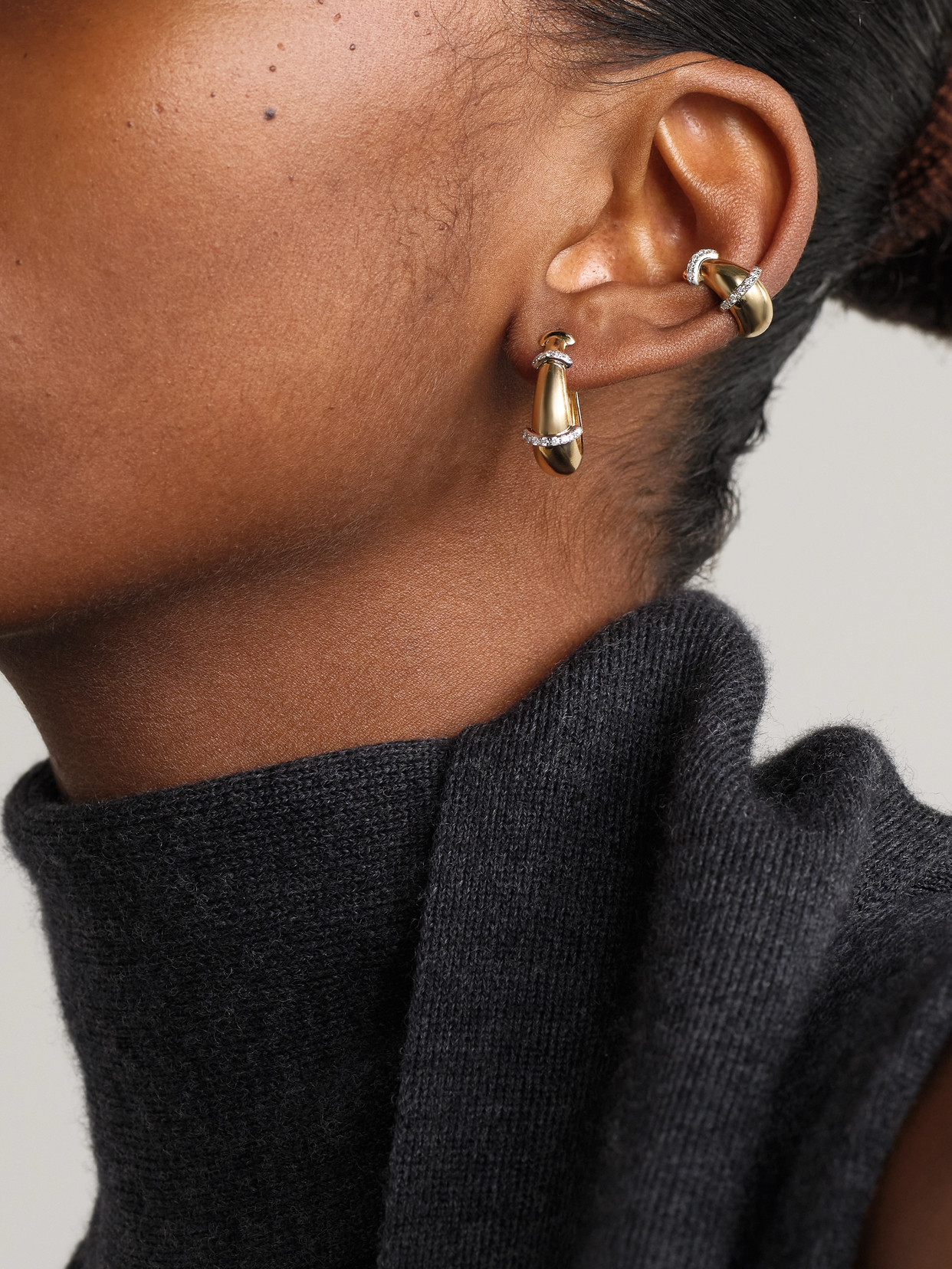 L'atelier Nawbar Buoy 18-karat Yellow And Rhodium-plated White Gold Diamond Hoop Earrings In Gold