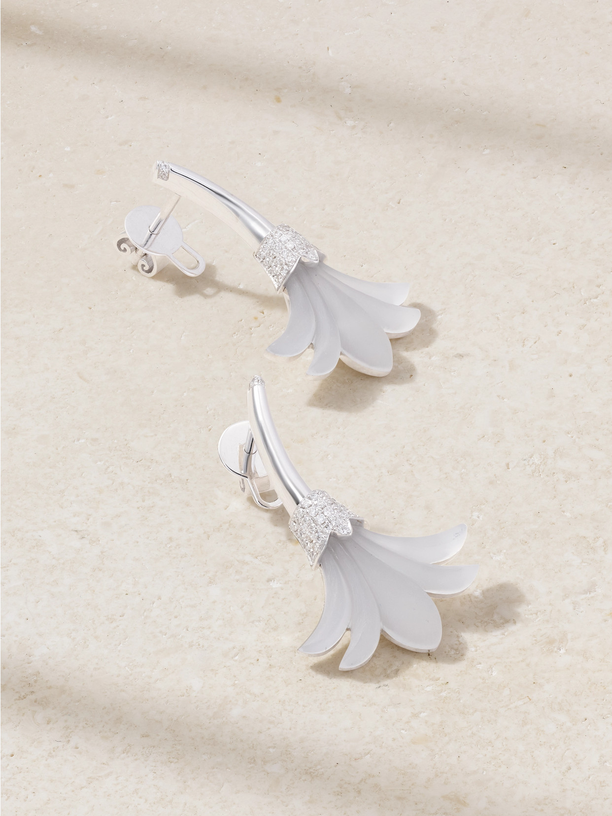 L'Atelier Nawbar - 18-karat White Gold And Diamond Earrings - One size