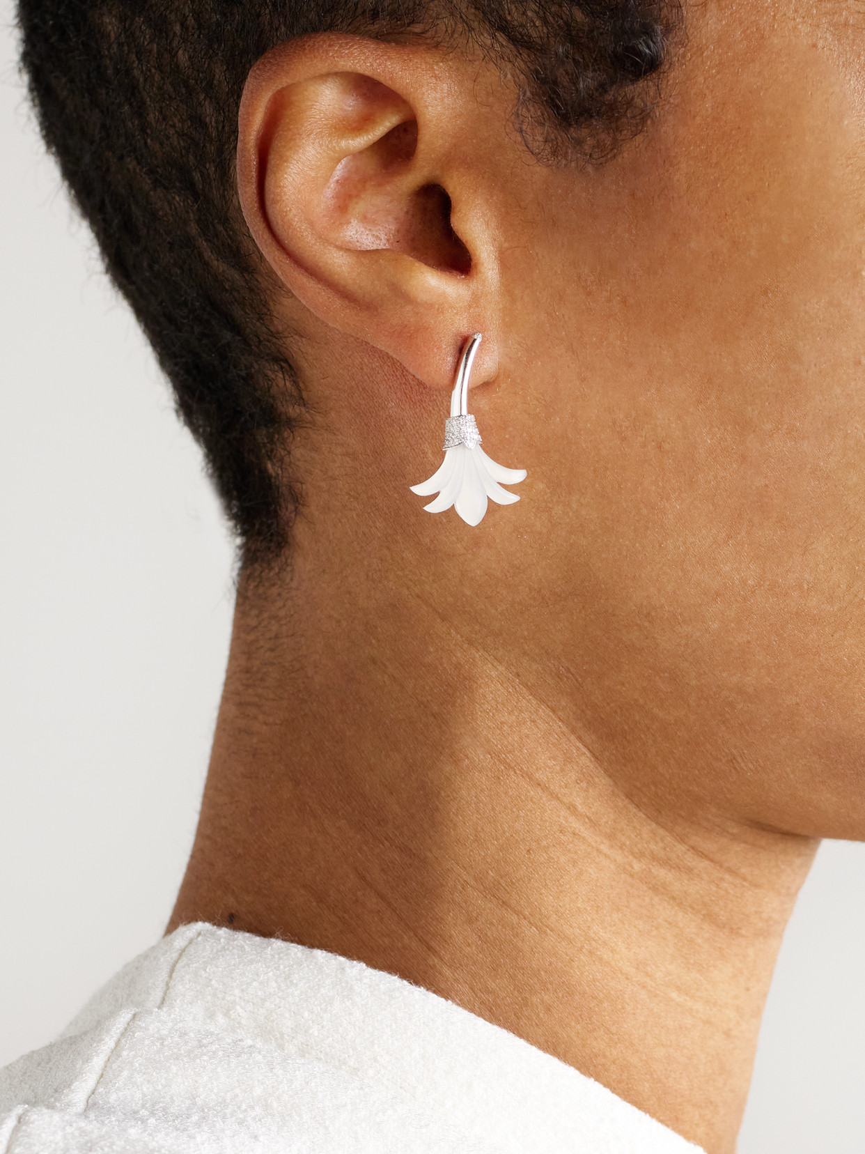 L'atelier Nawbar 18-karat White Gold And Diamond Earrings In White