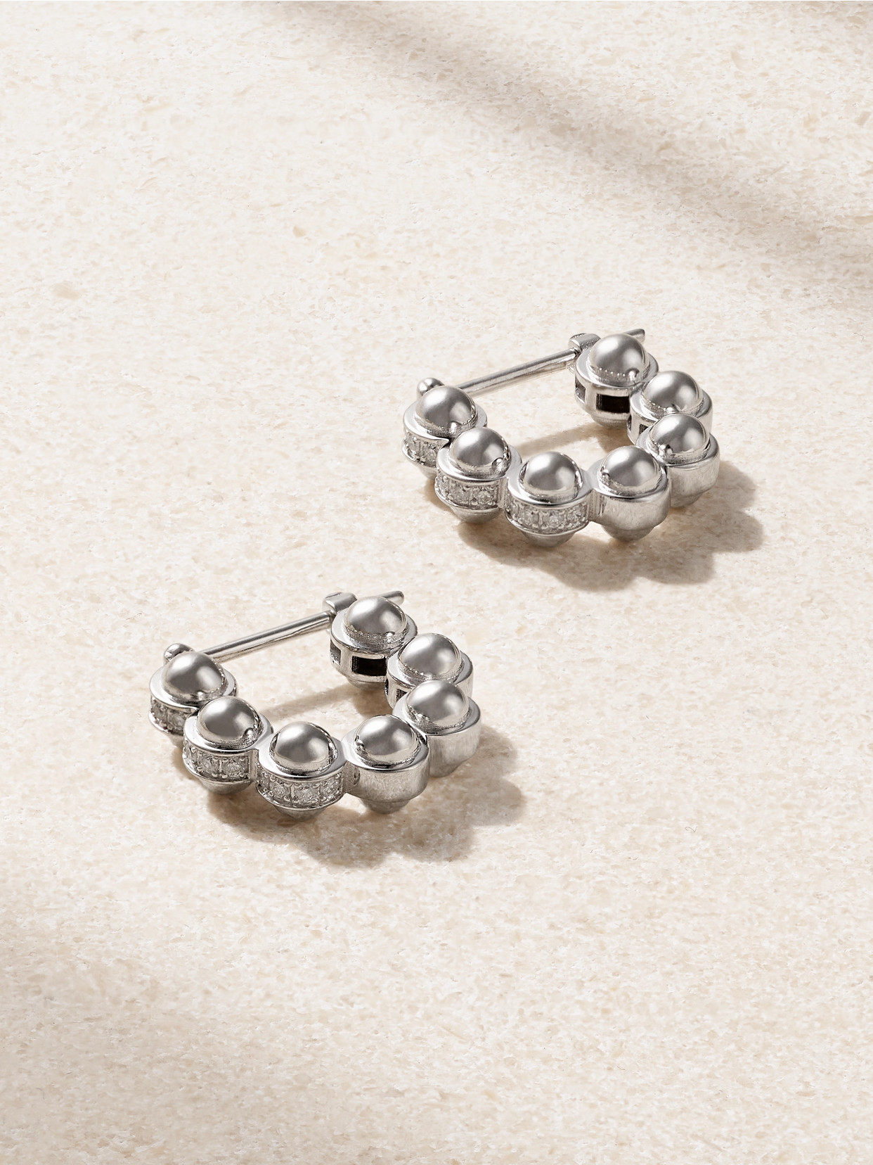 L'atelier Nawbar The Atom 18-karat White Gold Diamond Hoop Earrings In Silver