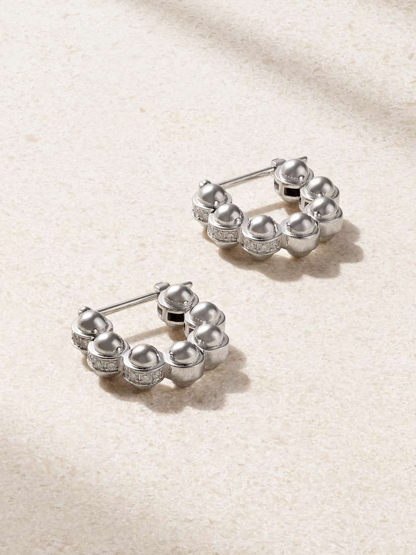 L’Atelier Nawbar The Atom 18-karat White Gold Diamond Hoop Earrings
