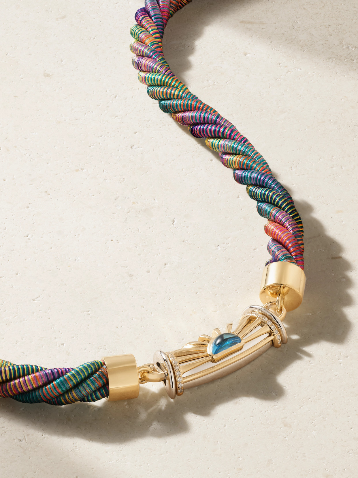 L'atelier Nawbar Warrior Dawn 18-karat Gold Topaz And Diamond Necklace In Gold
