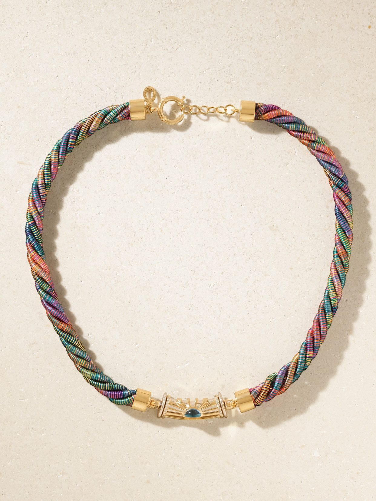 L'atelier Nawbar Warrior Dawn 18-karat Gold Topaz And Diamond Necklace