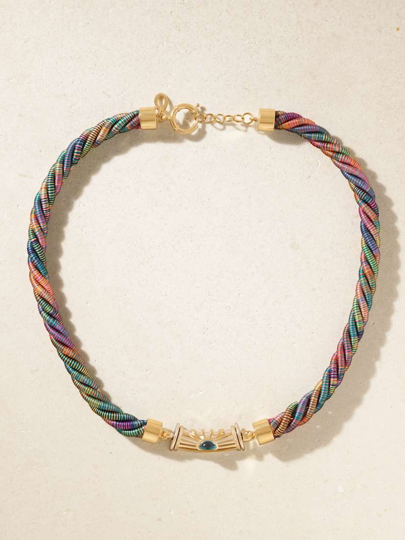 L’Atelier Nawbar Warrior Dawn 18-karat Gold Topaz And Diamond Necklace