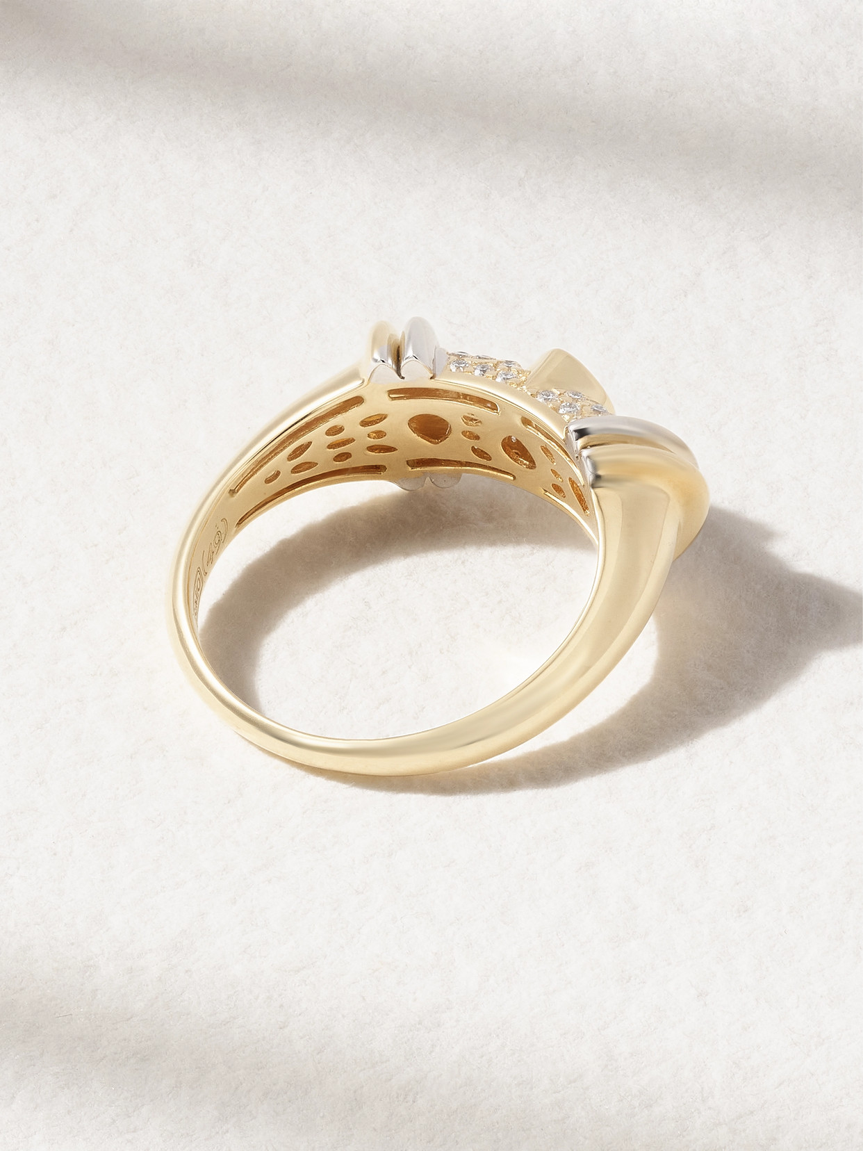 L'atelier Nawbar Warrior Drop Rhodium-plated 18-karat Gold Diamond Ring In Gold