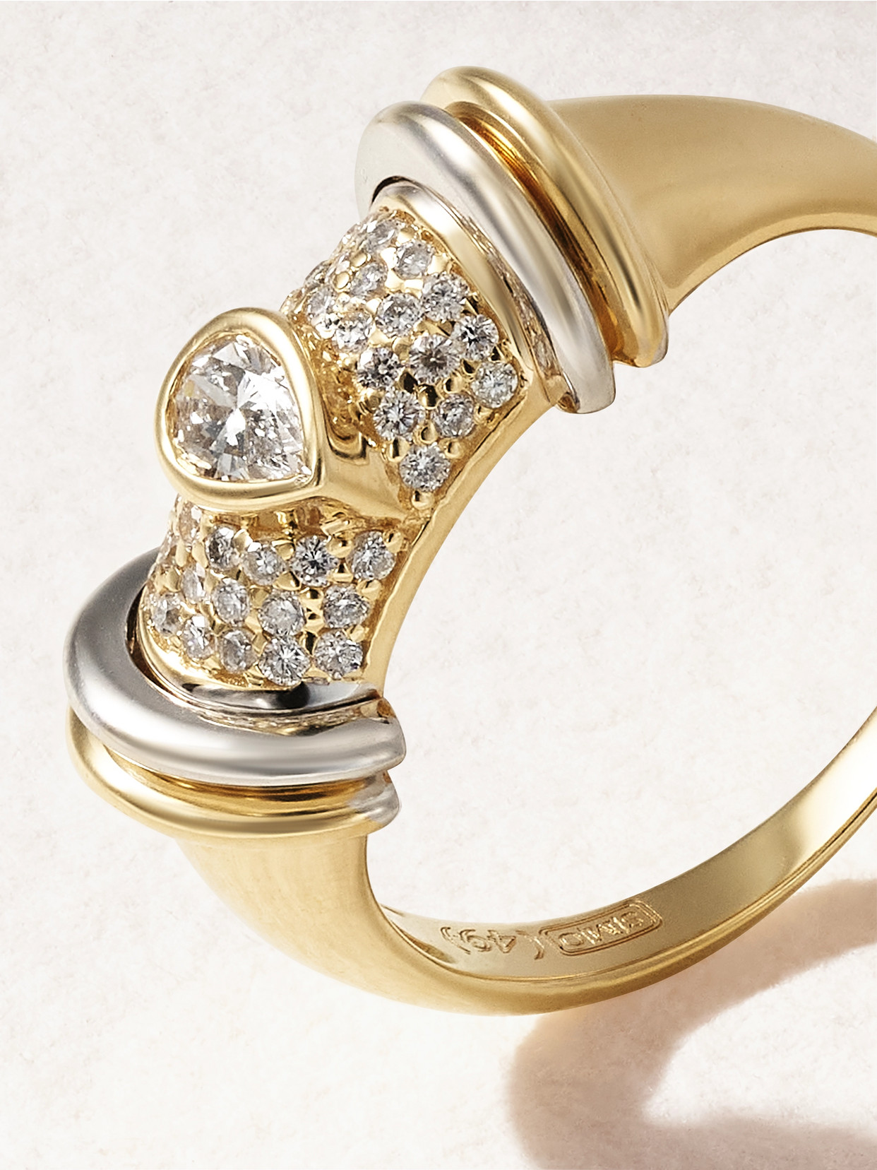 L'atelier Nawbar Warrior Drop Rhodium-plated 18-karat Gold Diamond Ring In Gold