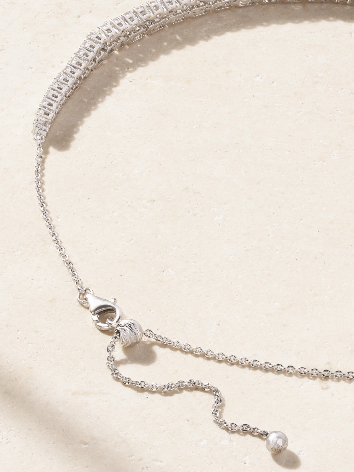 Kamyen 18-karat White Gold, Diamond And Enamel Necklace In Silver