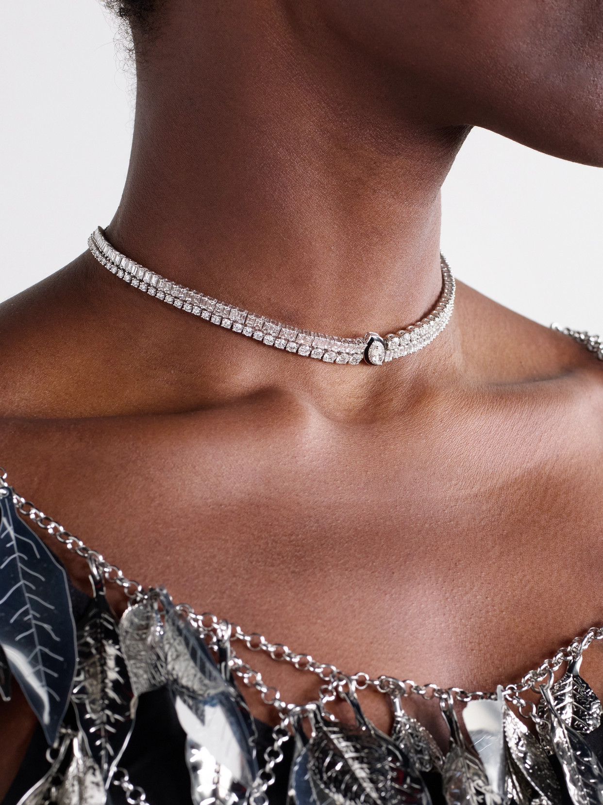 Kamyen 18-karat White Gold, Diamond And Enamel Necklace In Silver