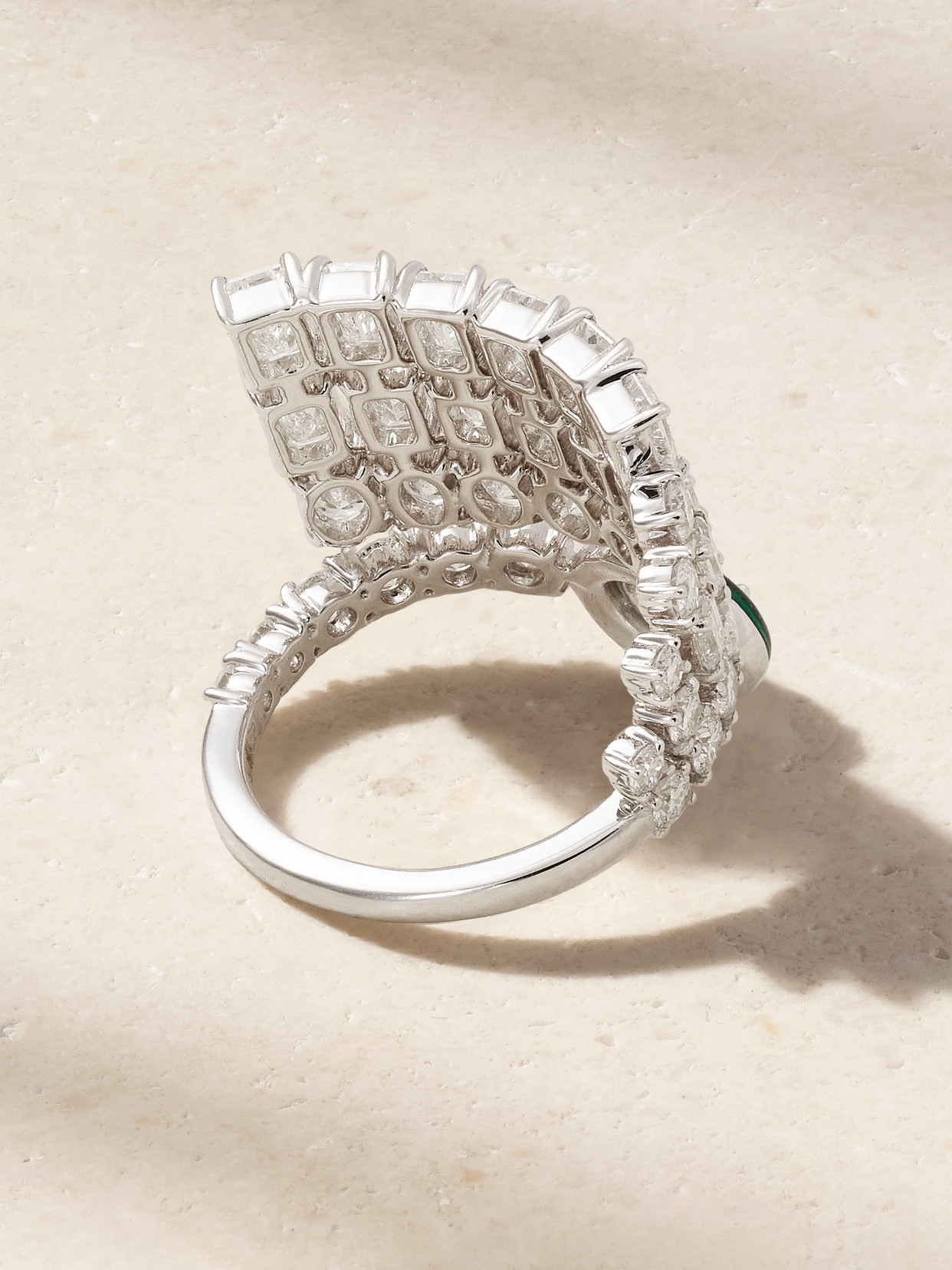 Kamyen 18-karat White Gold, Diamond And Enamel Ring In Green