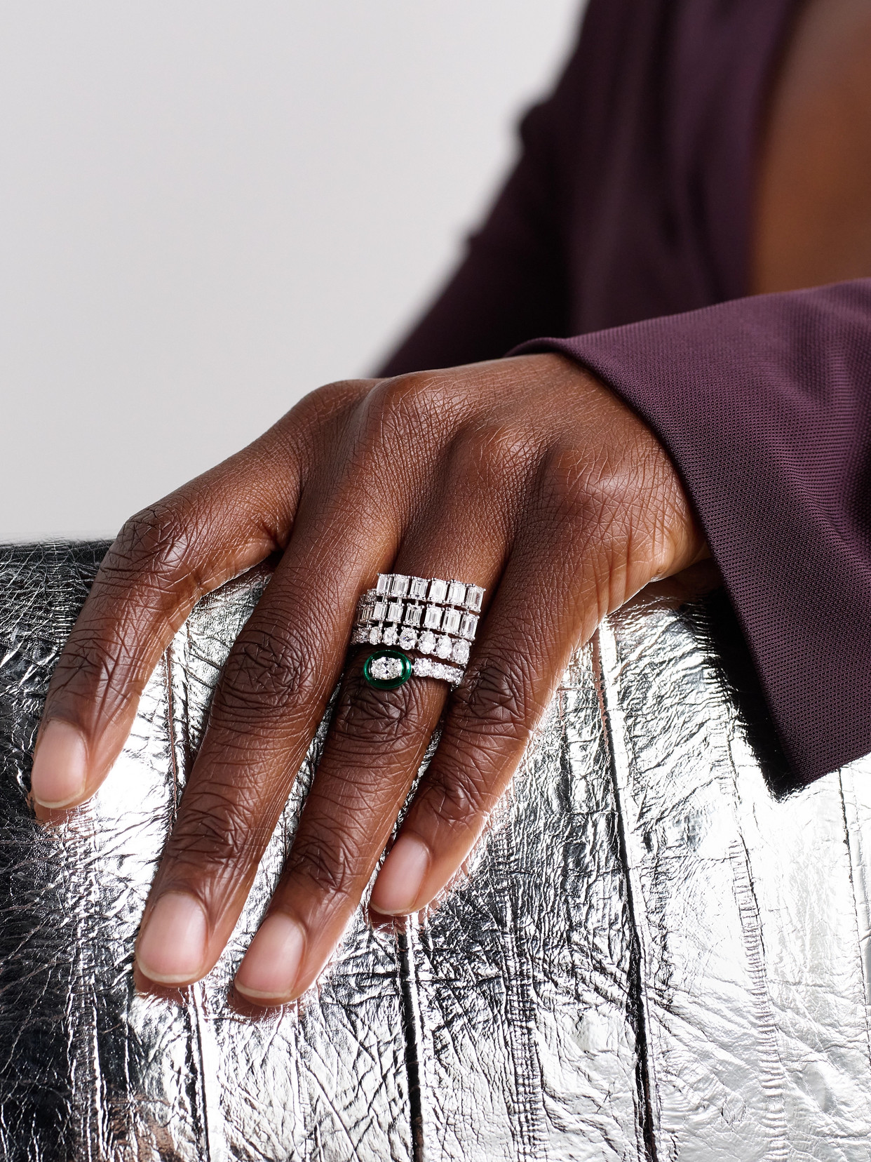 Kamyen 18-karat White Gold, Diamond And Enamel Ring In Green