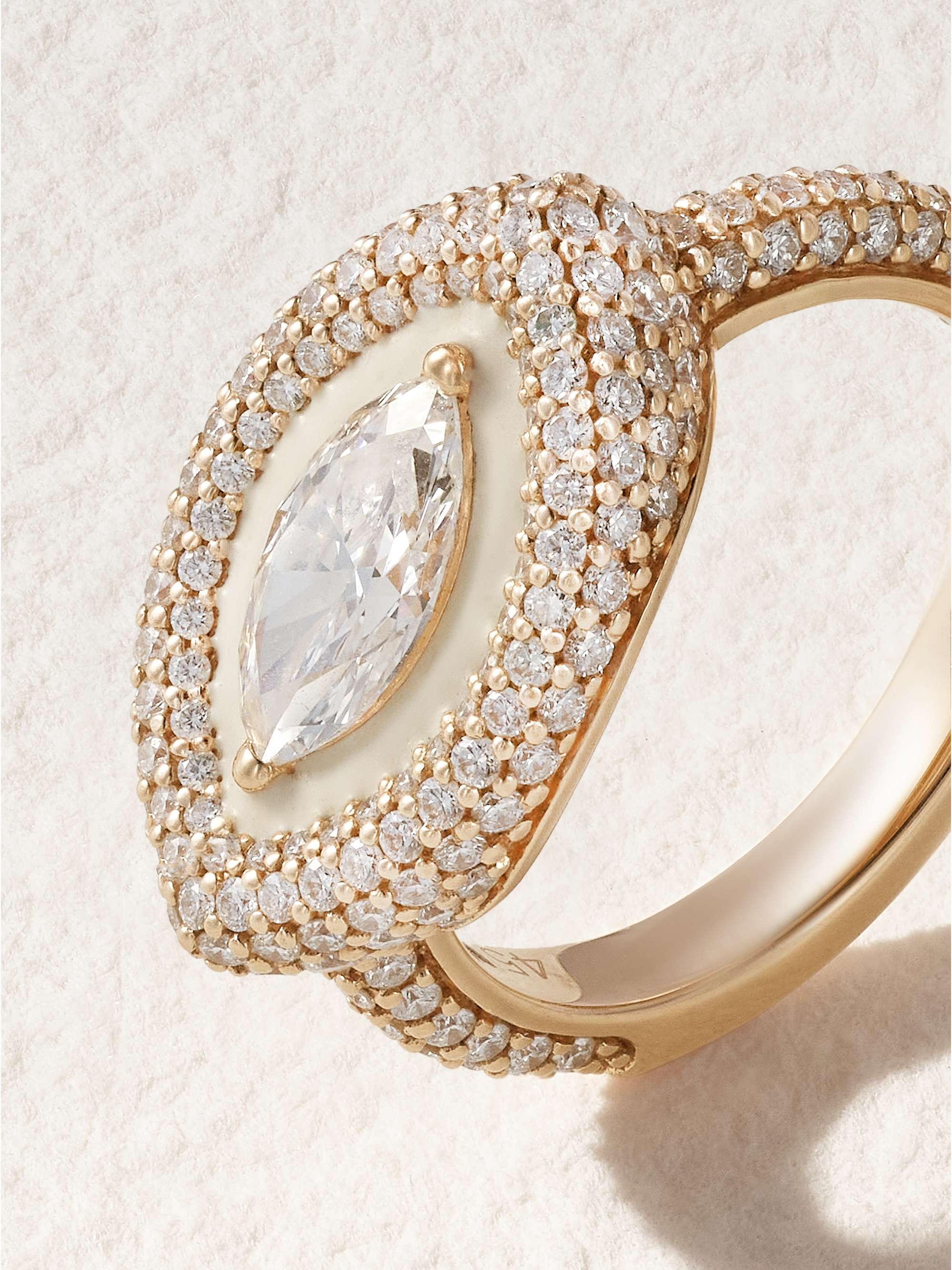 KAMYEN 18-karat gold, diamond and enamel ring