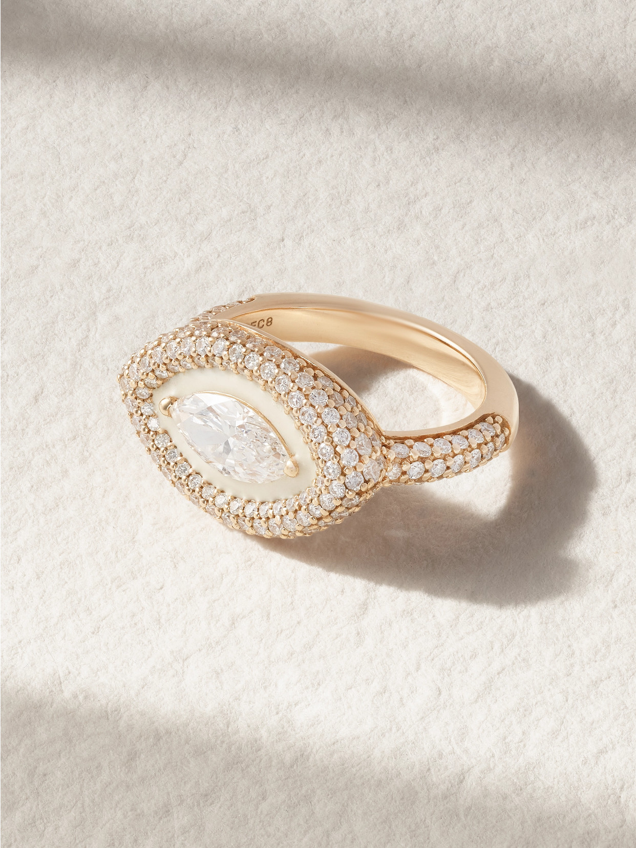 Kamyen 18-karat Rose Gold, Diamond And Enamel Ring In White