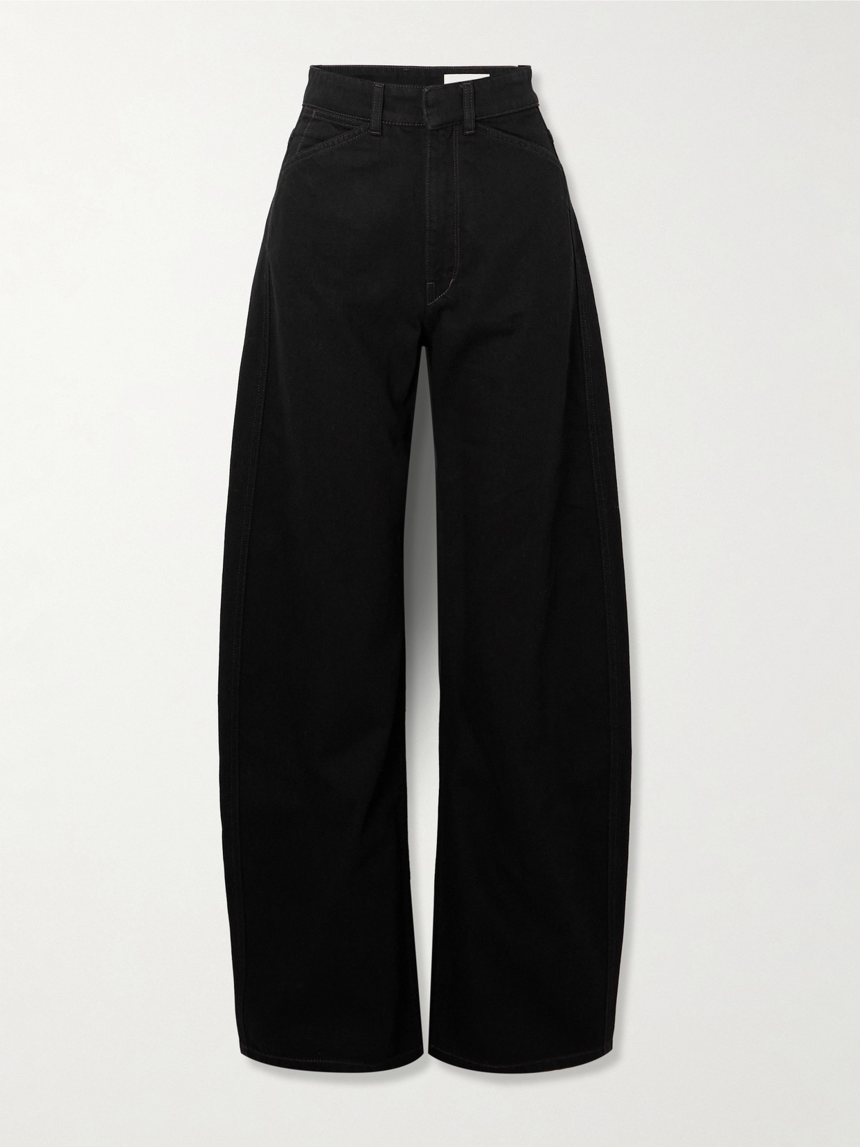 Lemaire Trousers With Twisted Belt And Wide Leg In Black
