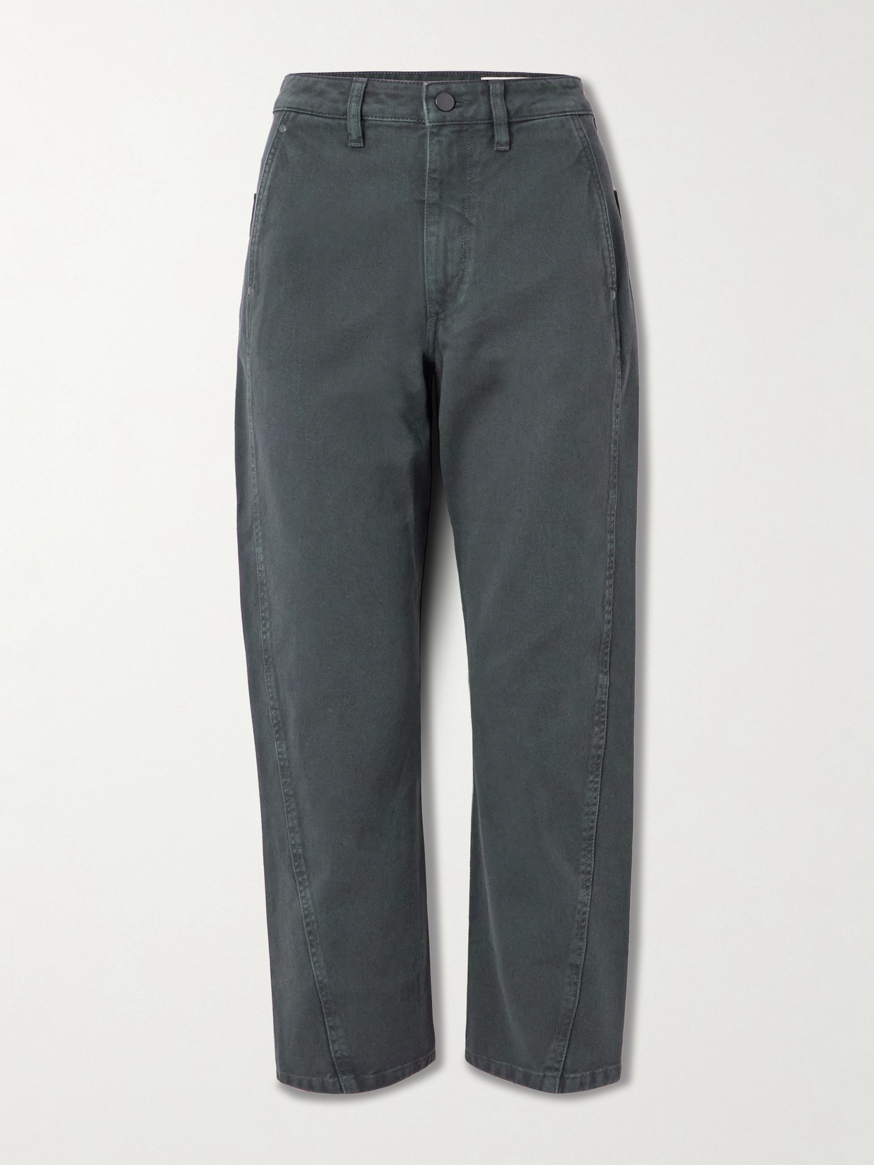 Lemaire Twisted Cropped Paneled High-rise Straight-leg Jeans In Blue