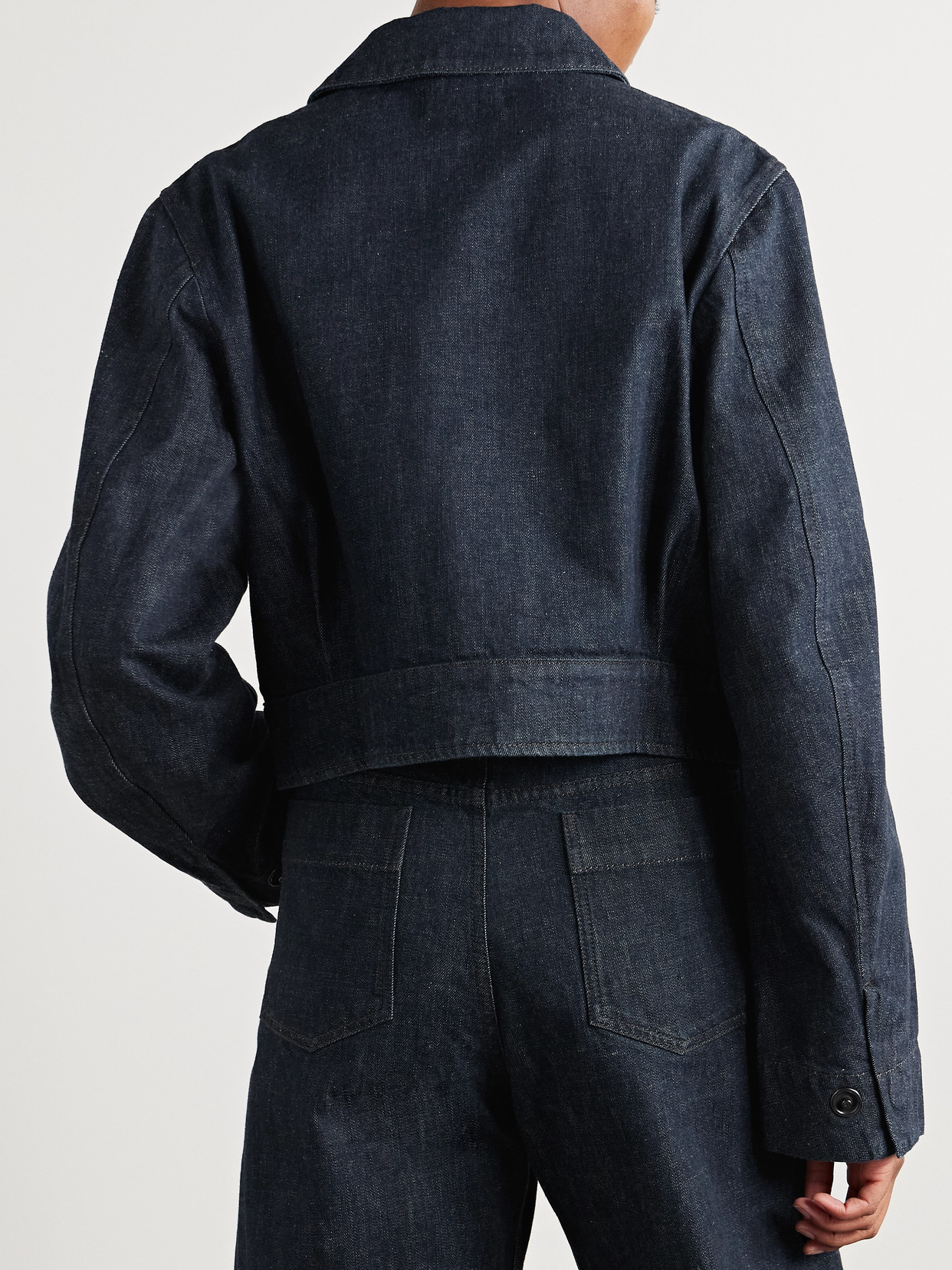 Lemaire Blue Two-pocket Cropped Denim Jacket In Blue