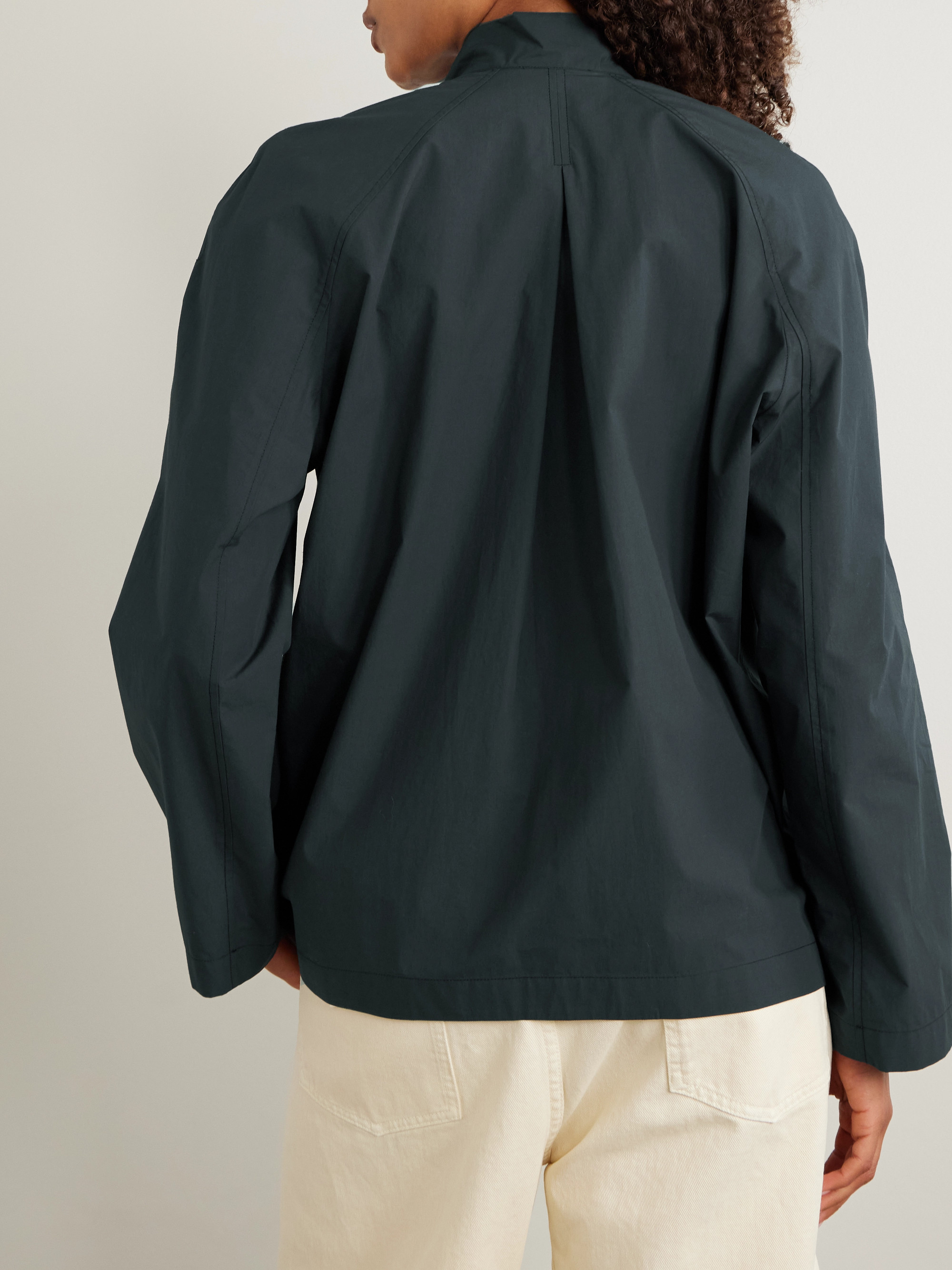 Lemaire - Ascot scarf-effect pleated washed cotton-poplin blouse | Plush, image size:2000x2667