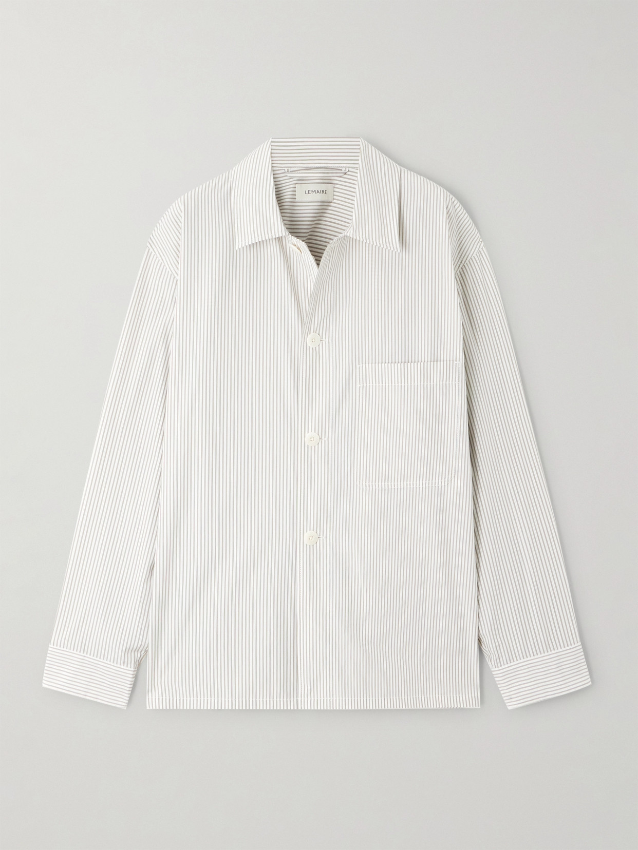 Lemaire Striped Cotton-poplin Shirt In White