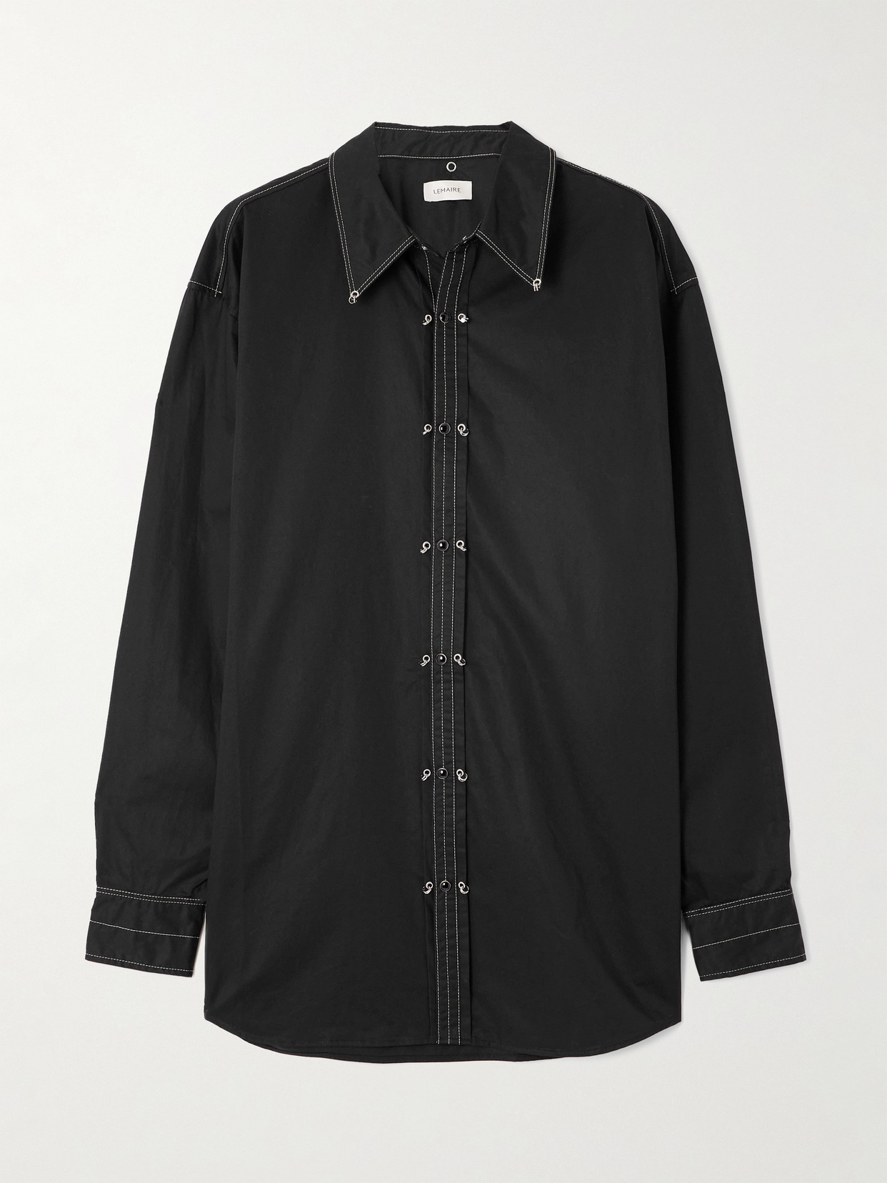 Lemaire Embellished Cotton Shirt In Black