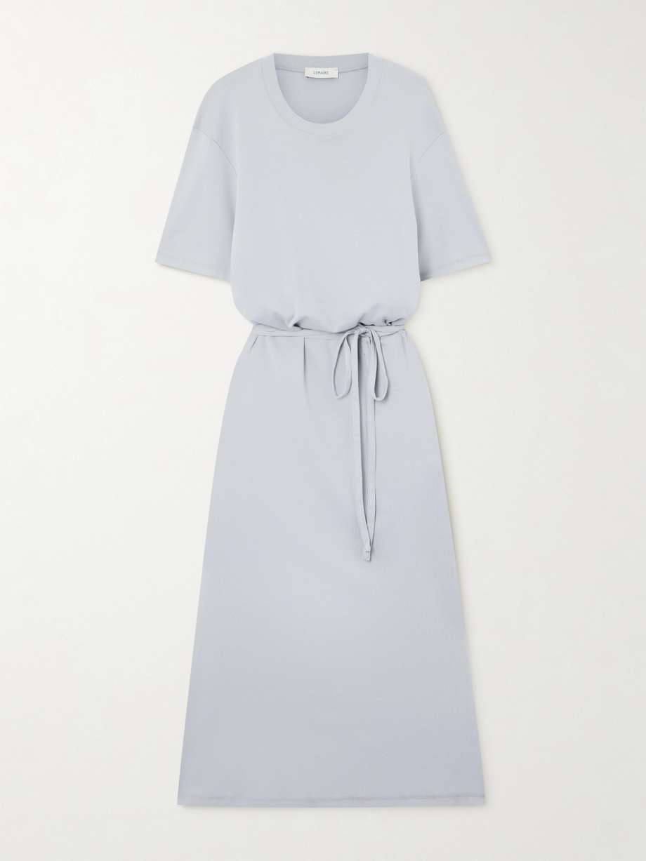 belted cotton-jersey midi dress