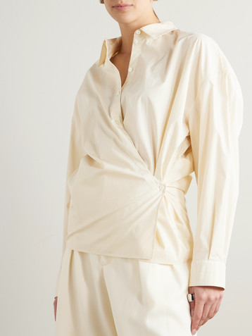 Lemaire Wrap-effect cotton-poplin shirt