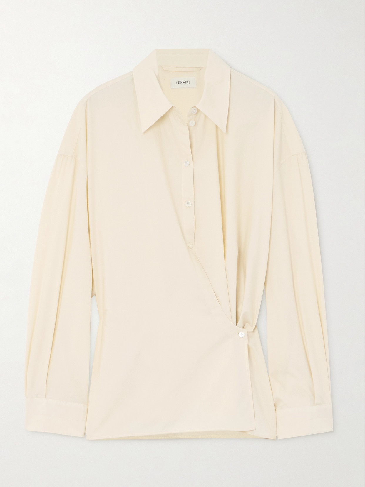 Lemaire Wrap-effect Cotton-poplin Shirt In Cream