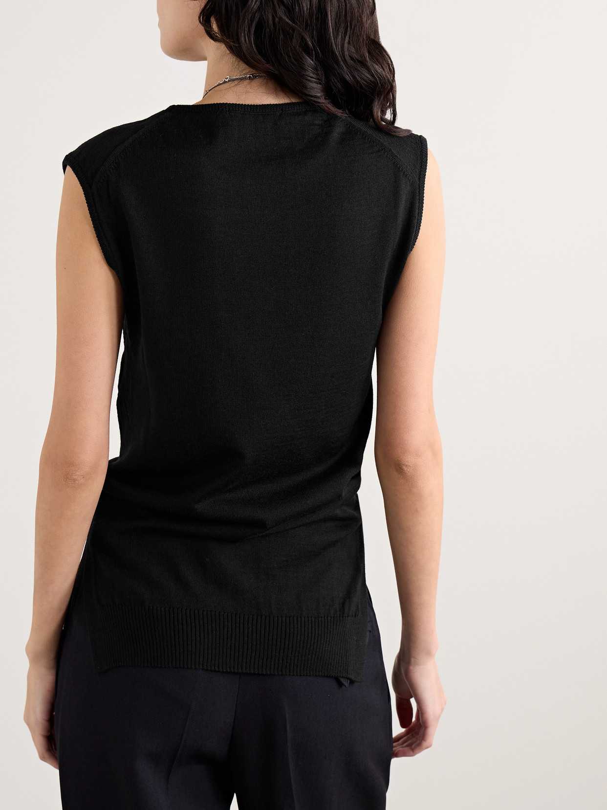 Lemaire Tie-detailed Wool-blend Tank In Black
