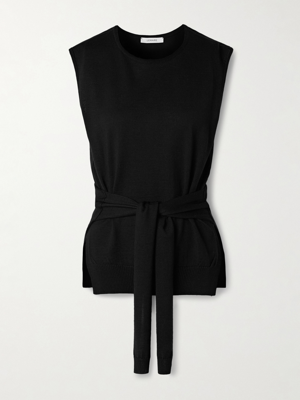 Lemaire Tie-detailed Wool-blend Tank In Black