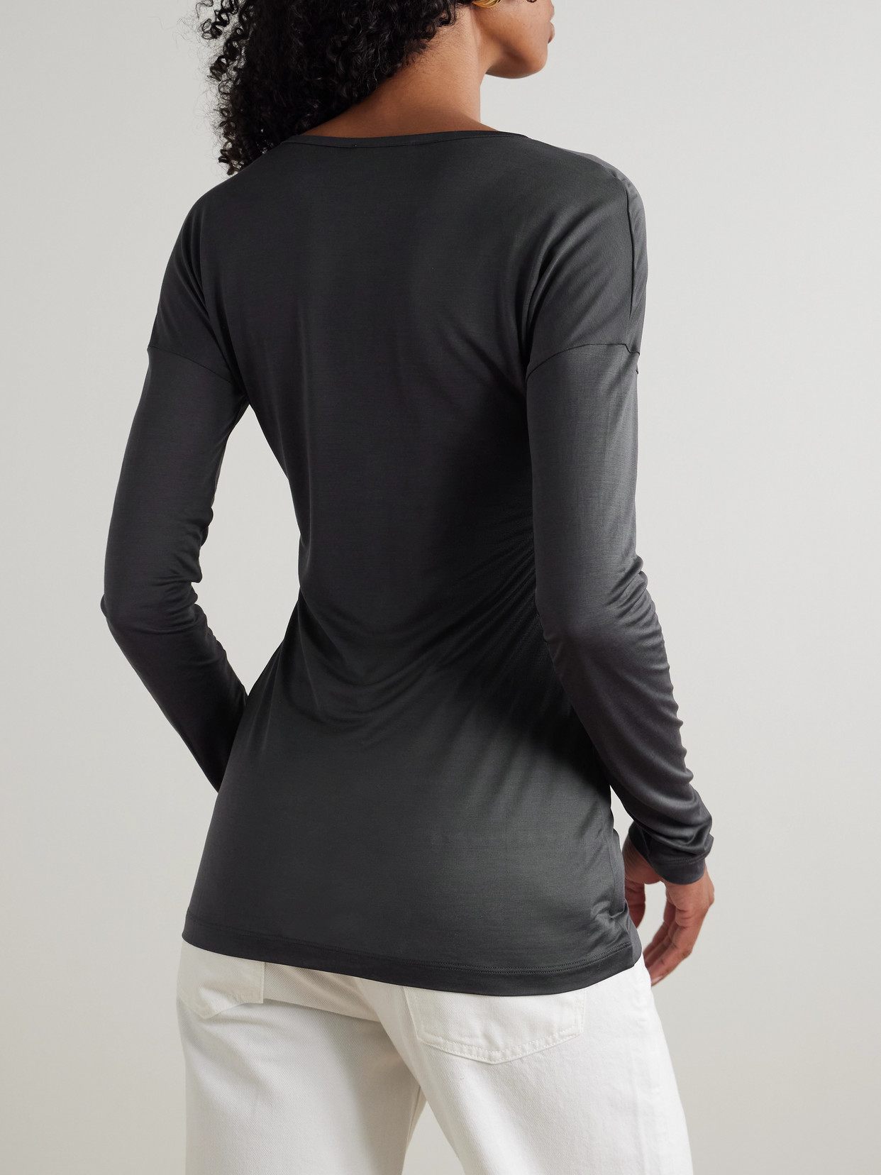 Lemaire Silk-jersey T-shirt In Gray