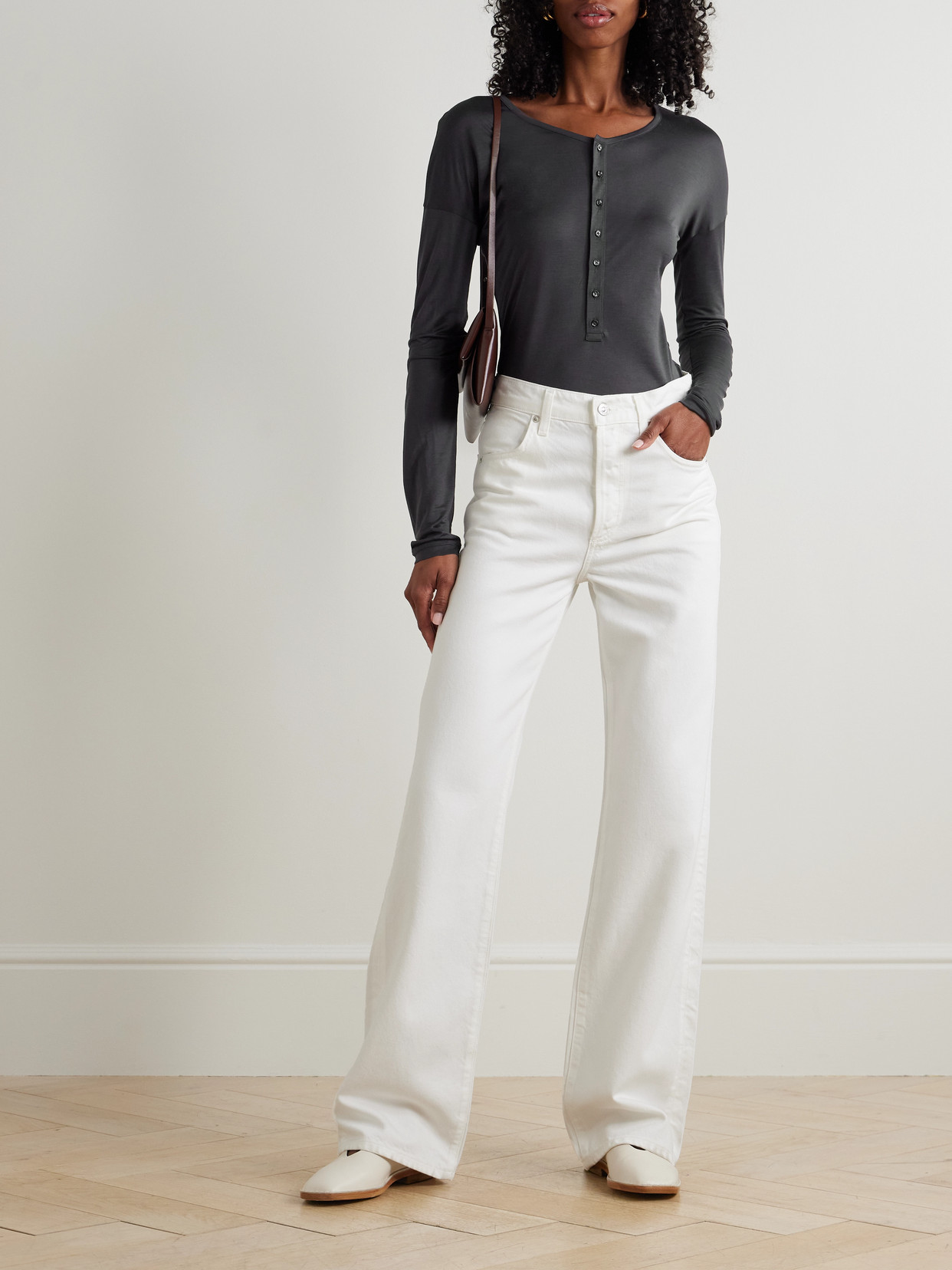 Lemaire Silk-jersey T-shirt In Gray