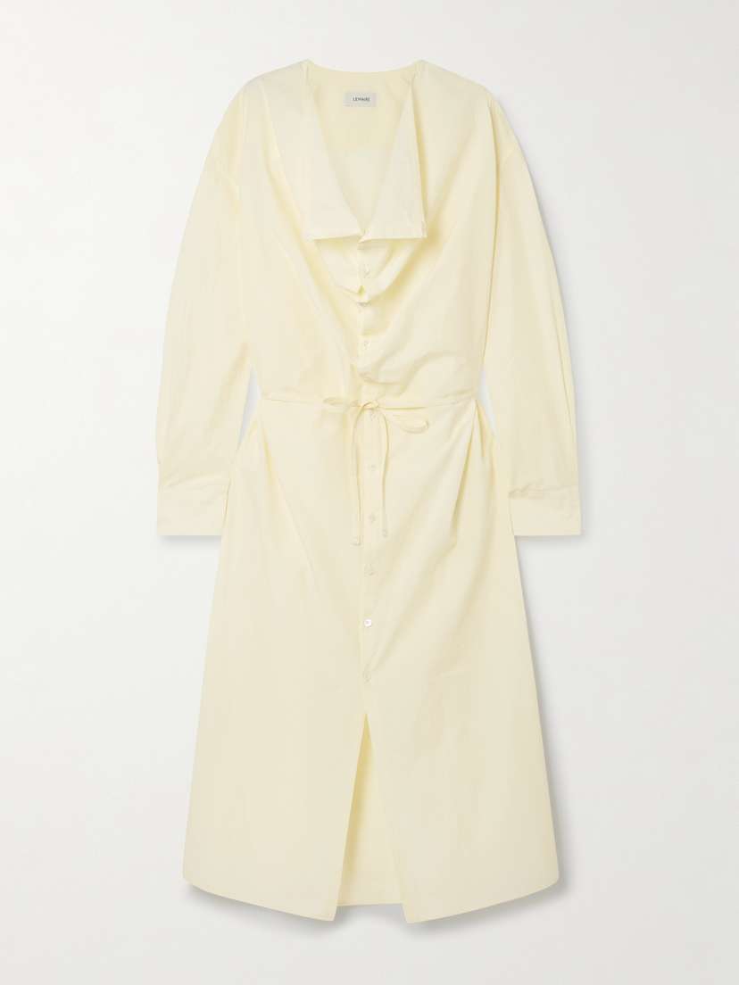 Lemaire Asymmetric Belted Cotton-crepe Midi Dress