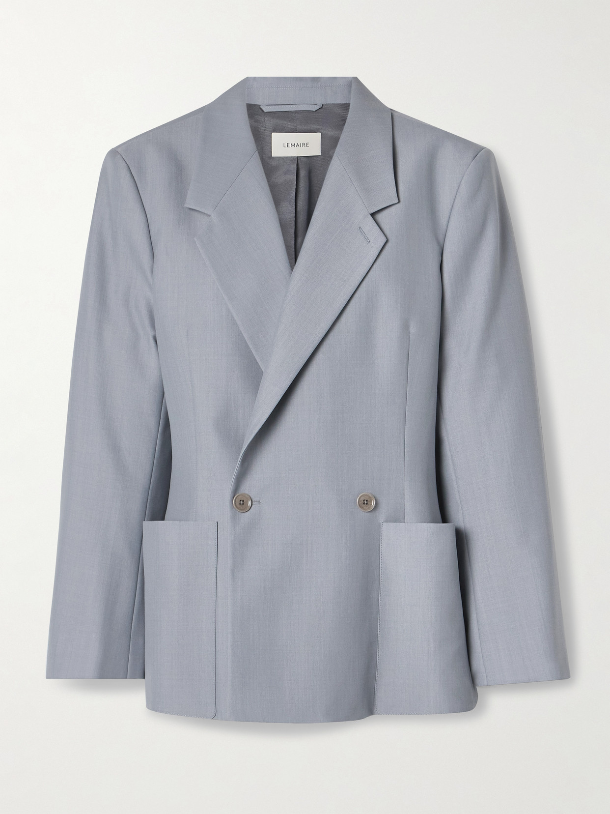 LEMAIRE - Double-breasted Woven Blazer - Blue