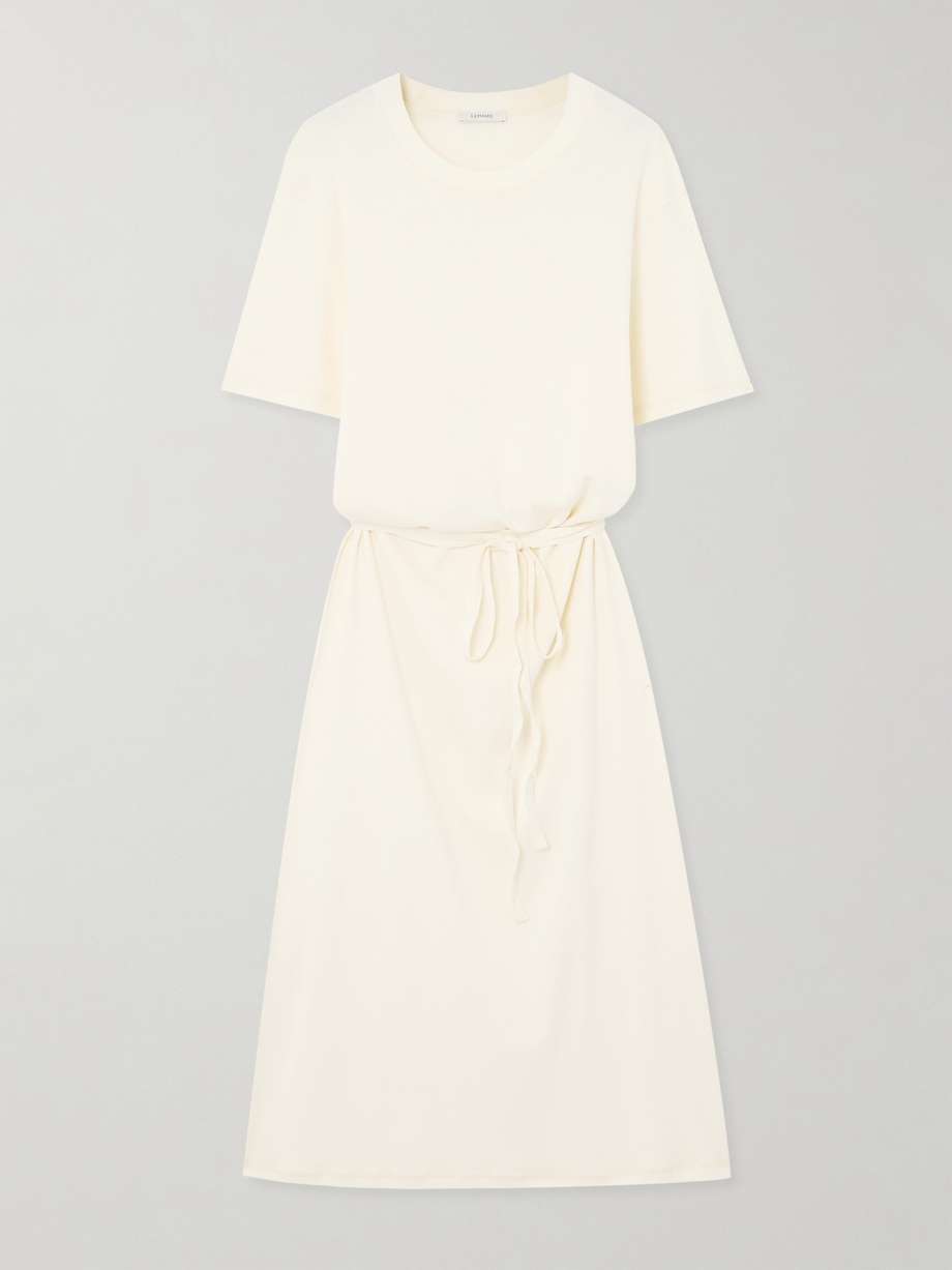 belted cotton-jersey midi dress