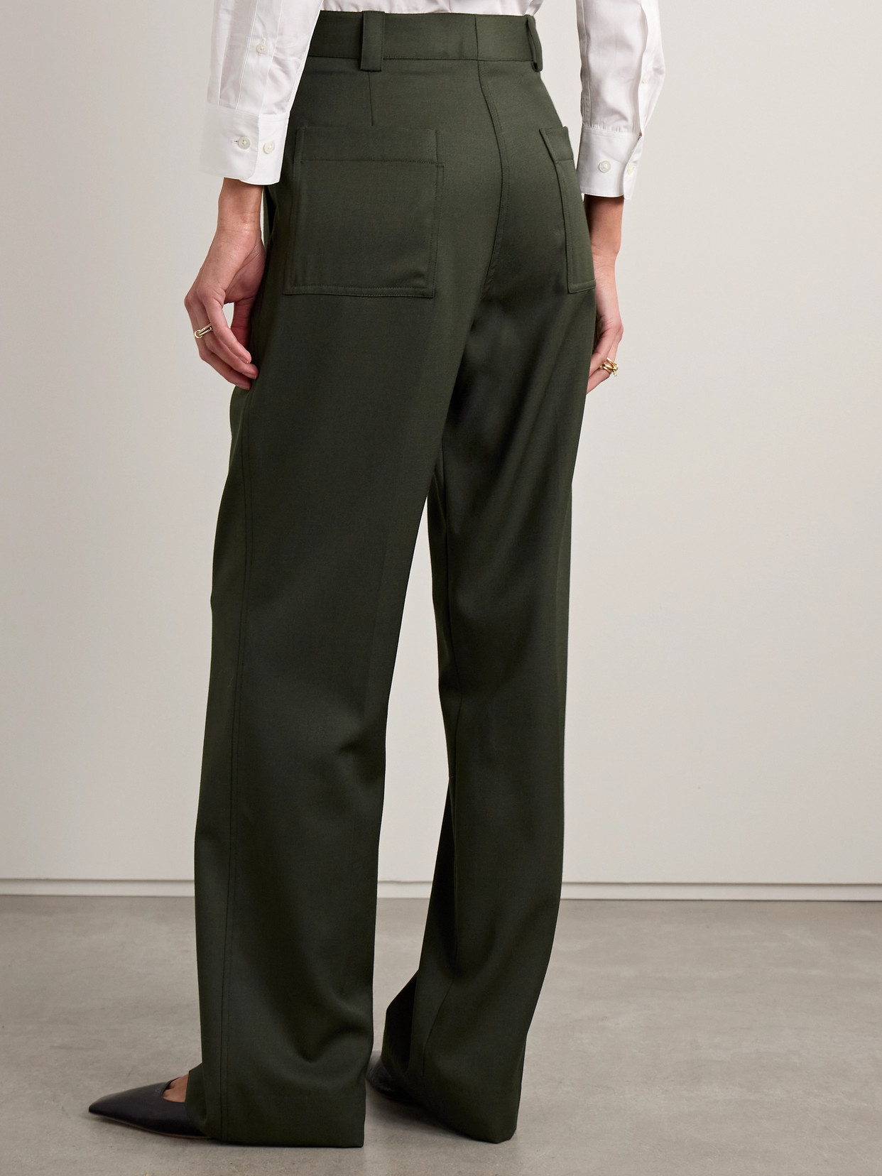 VERONICA DE PIANTE AVERY GRAIN DE POUDRE WOOL WIDE-LEG PANTS