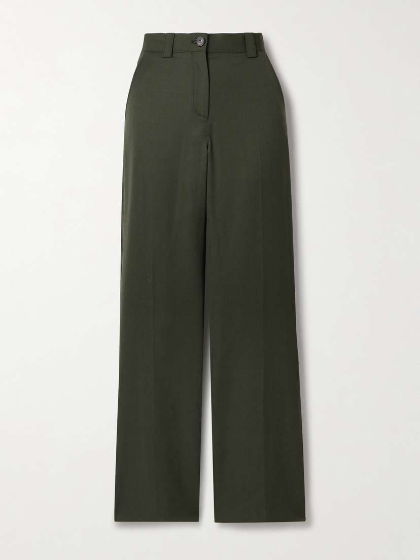 Veronica de Piante Avery Grain De Poudre Wool Wide-leg Pants