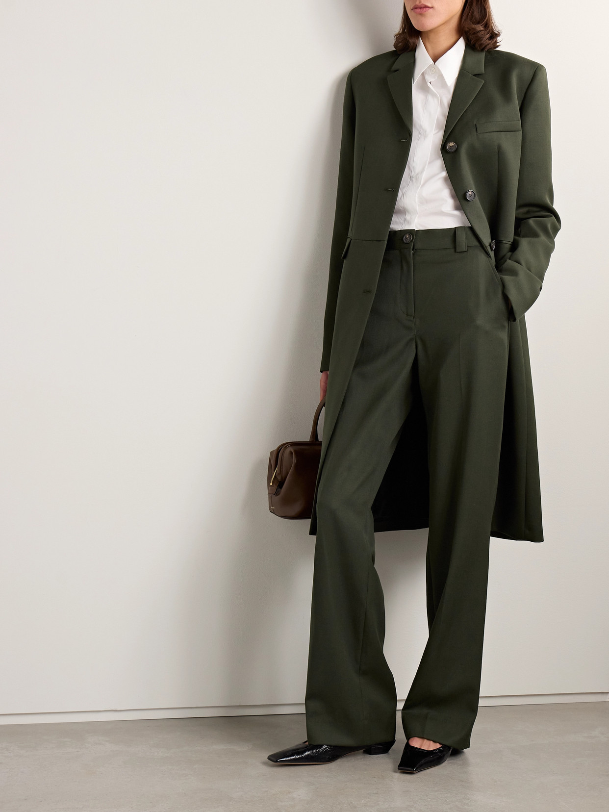 VERONICA DE PIANTE AVERY GRAIN DE POUDRE WOOL WIDE-LEG PANTS