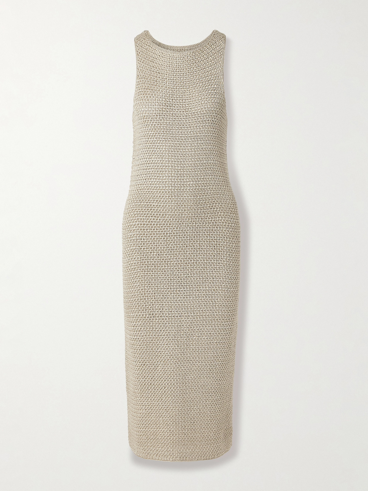 Veronica De Piante Dorothea Crocheted Silk Midi Dress In Neutrals