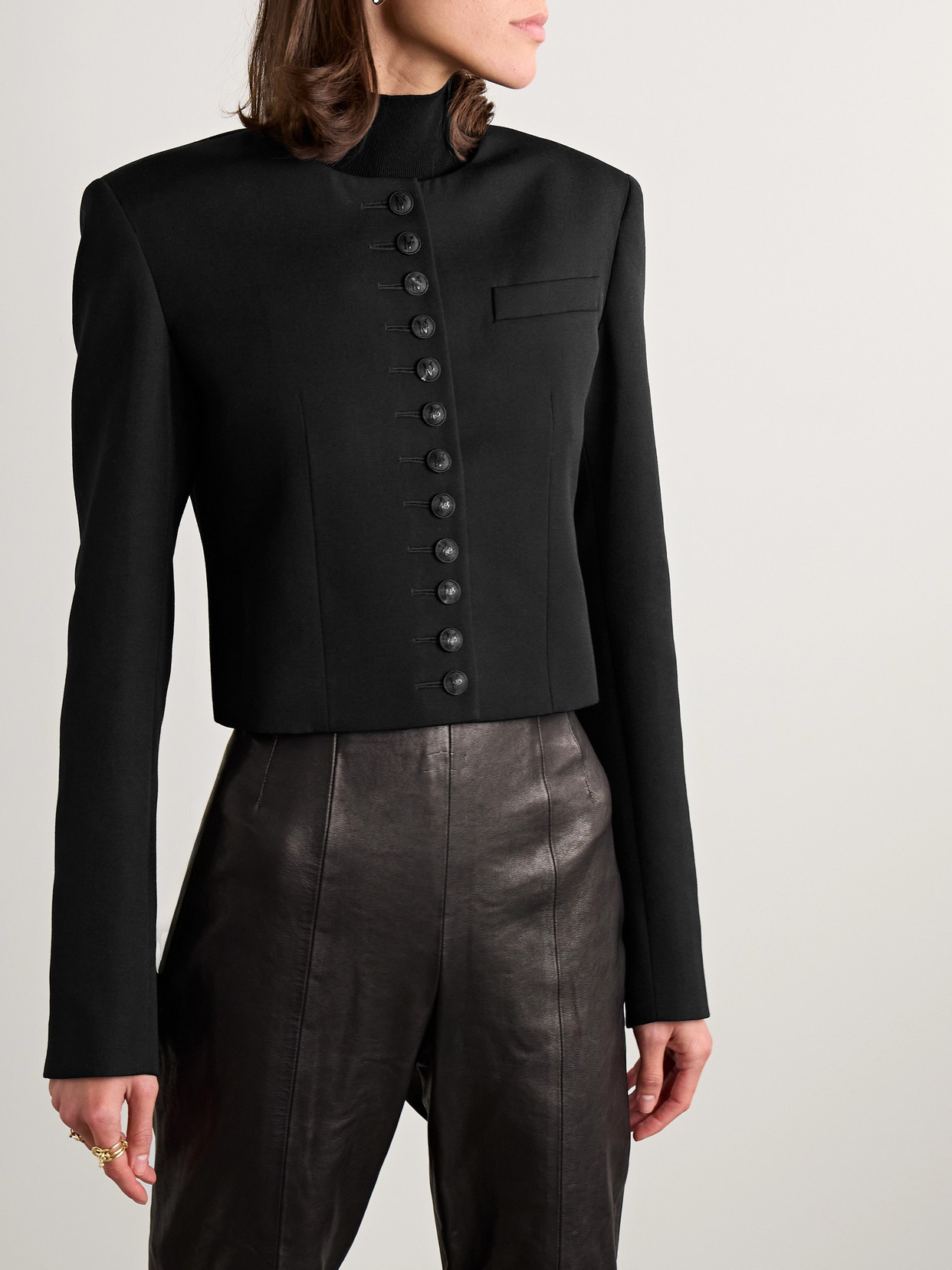 VERONICA DE PIANTE MAEVE CROPPED GRAIN DE POUDRE WOOL JACKET
