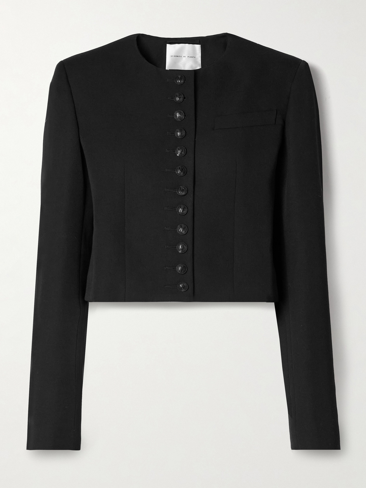 Veronica De Piante Maeve Cropped Grain De Poudre Wool Jacket In Black