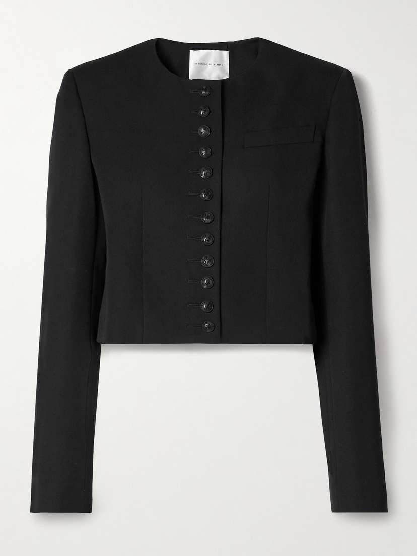 Veronica de Piante Maeve Cropped Grain De Poudre Wool Jacket
