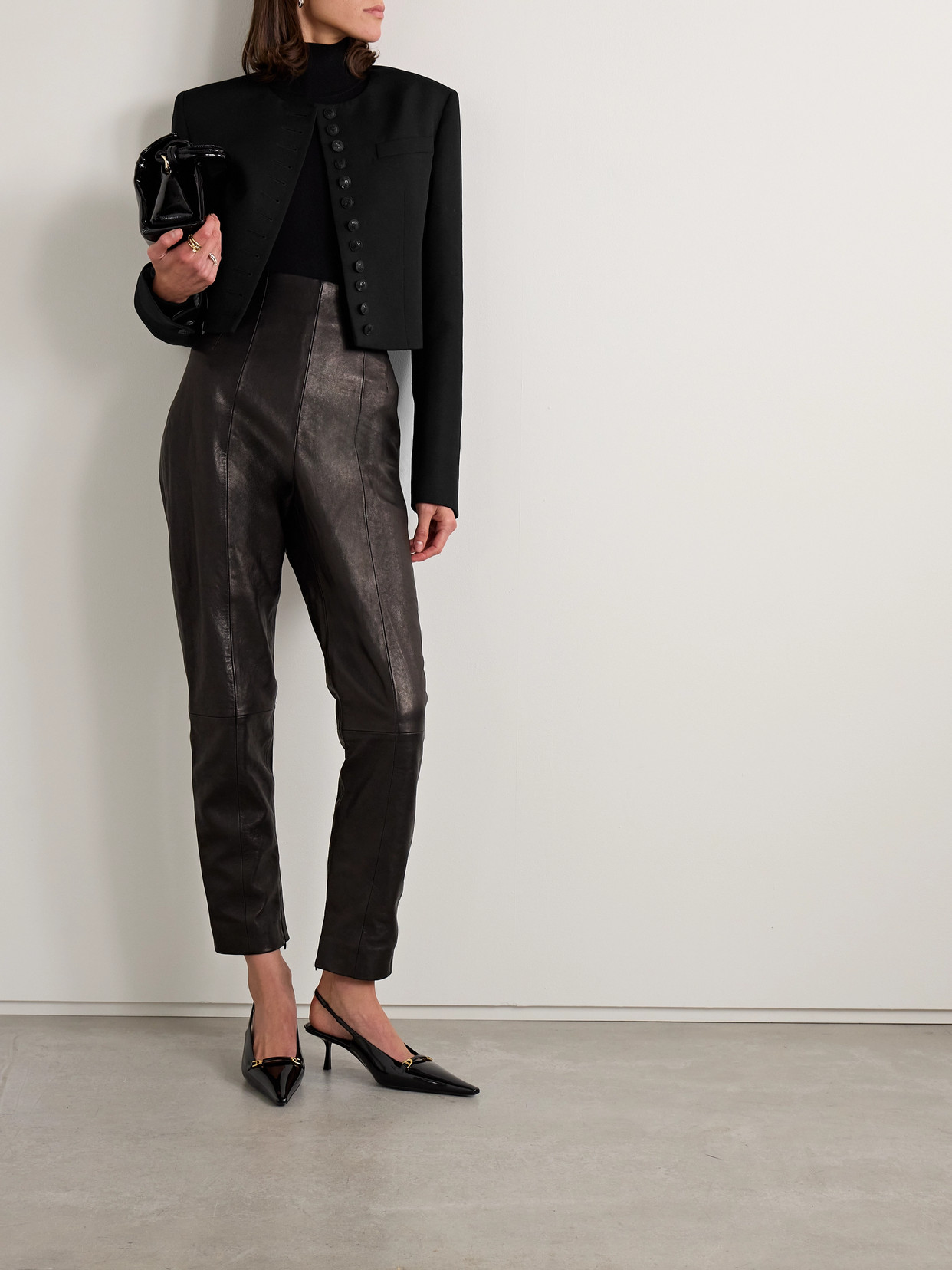 VERONICA DE PIANTE MAEVE CROPPED GRAIN DE POUDRE WOOL JACKET