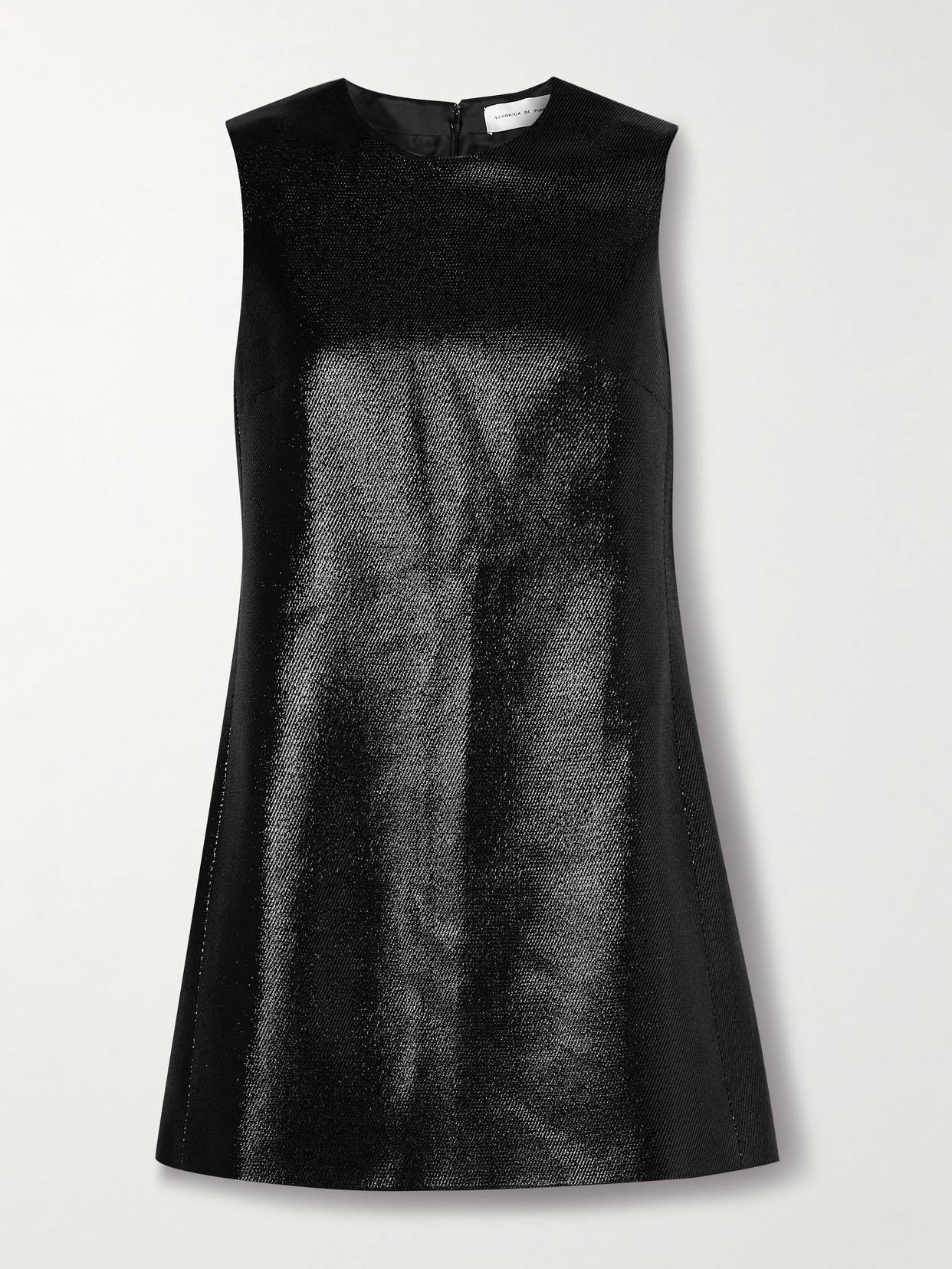 Veronica De Piante Yara Paneled Coated Wool-blend Twill Mini Dress In Black