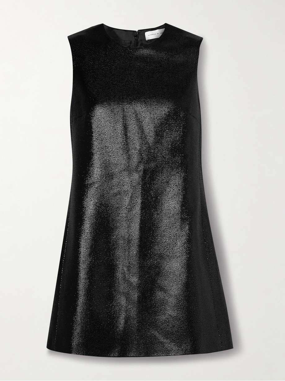 yara paneled coated wool-blend twill mini dress
