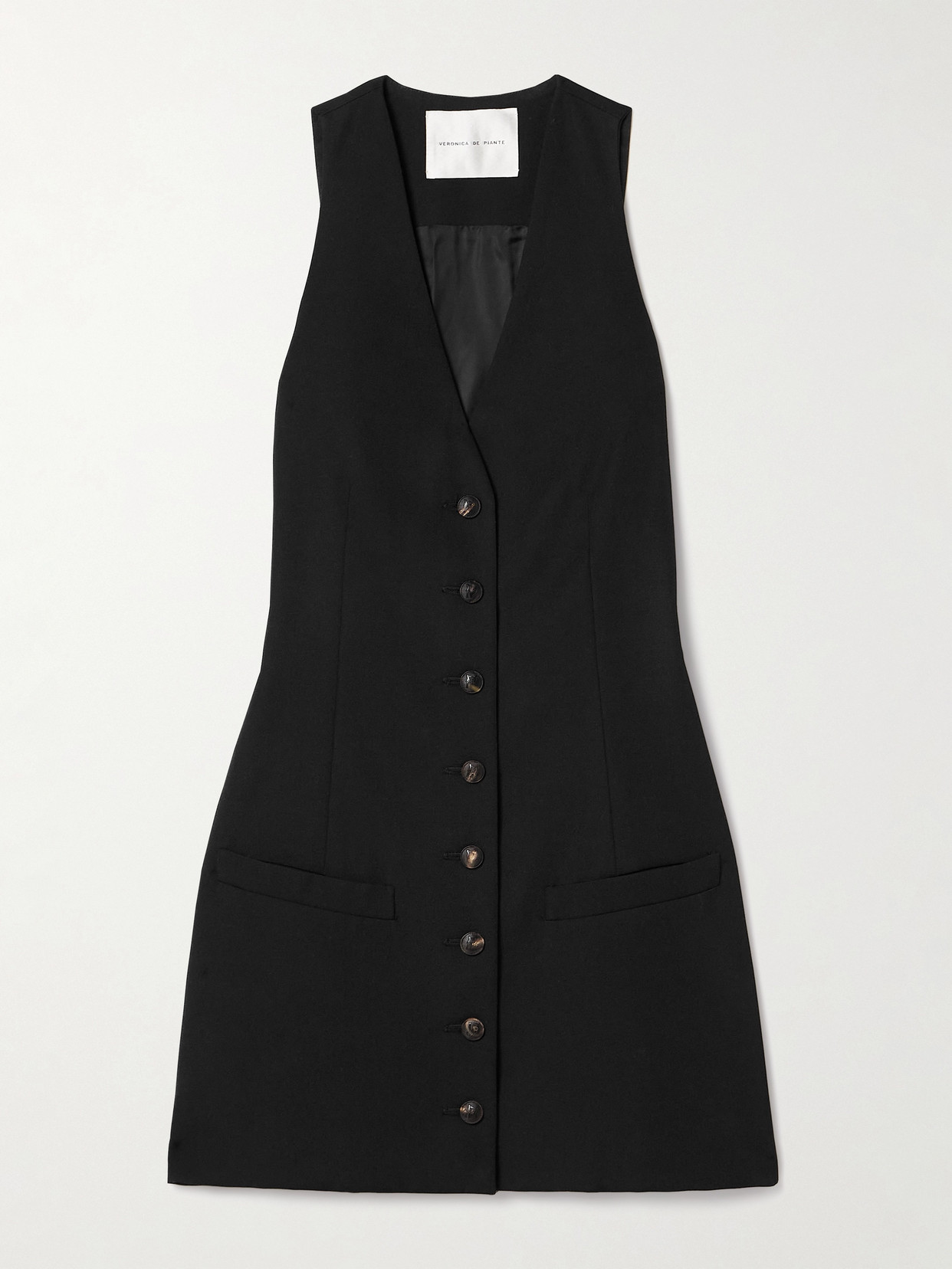 Veronica De Piante Juliette Grain De Poudre Wool Mini Dress In Black
